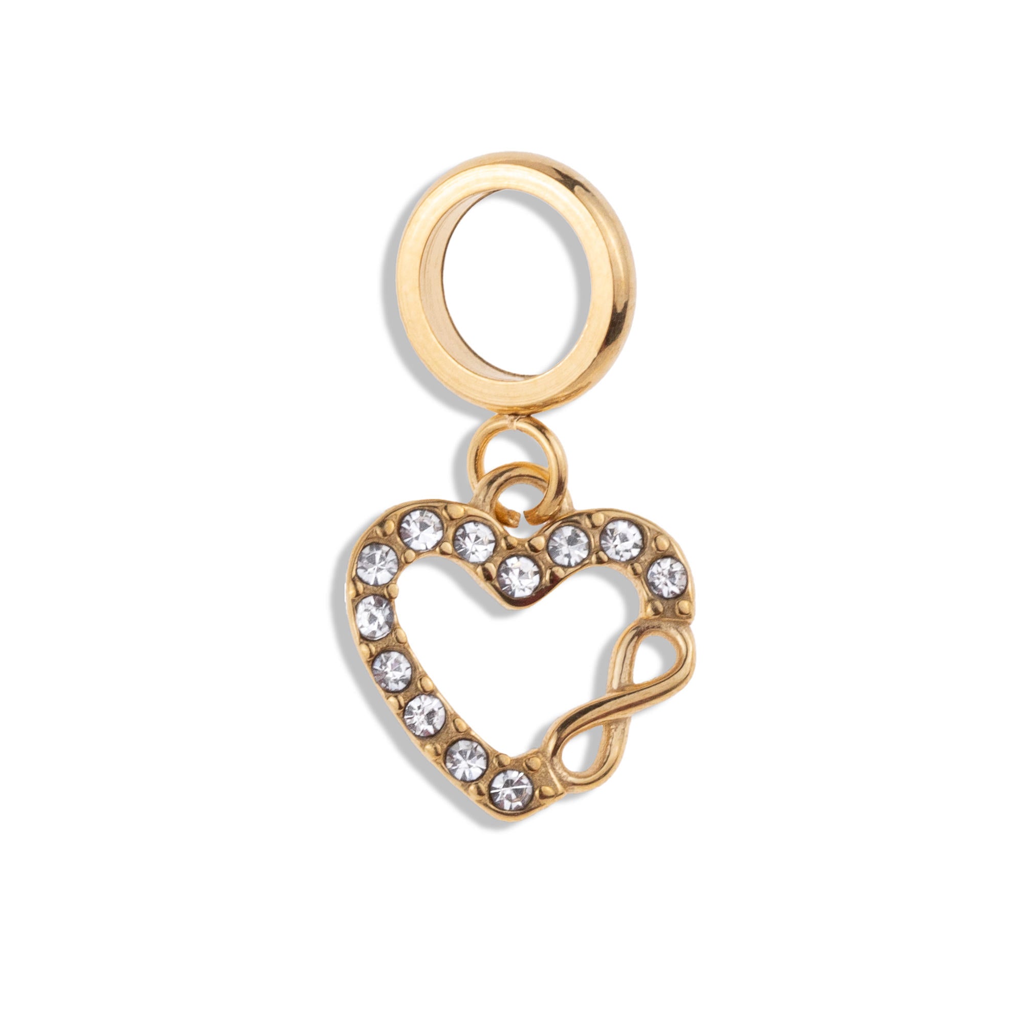 Charm de silueta de corazon con infinito y cristales 19mm