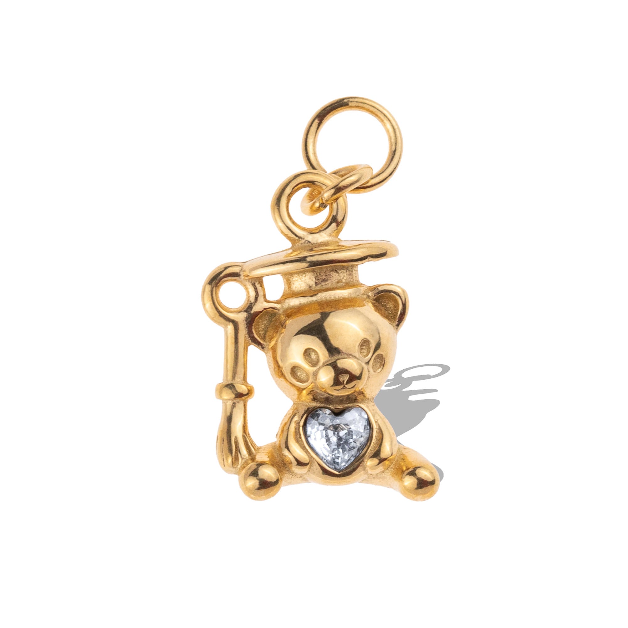 Charm de osito graduado con cristal de corazon 11mm