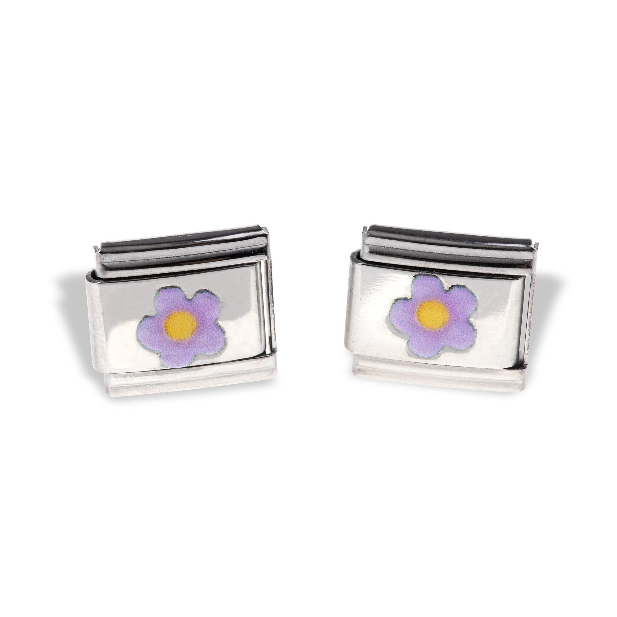 Charm eslabon italiano flor esmaltada 9x10mm