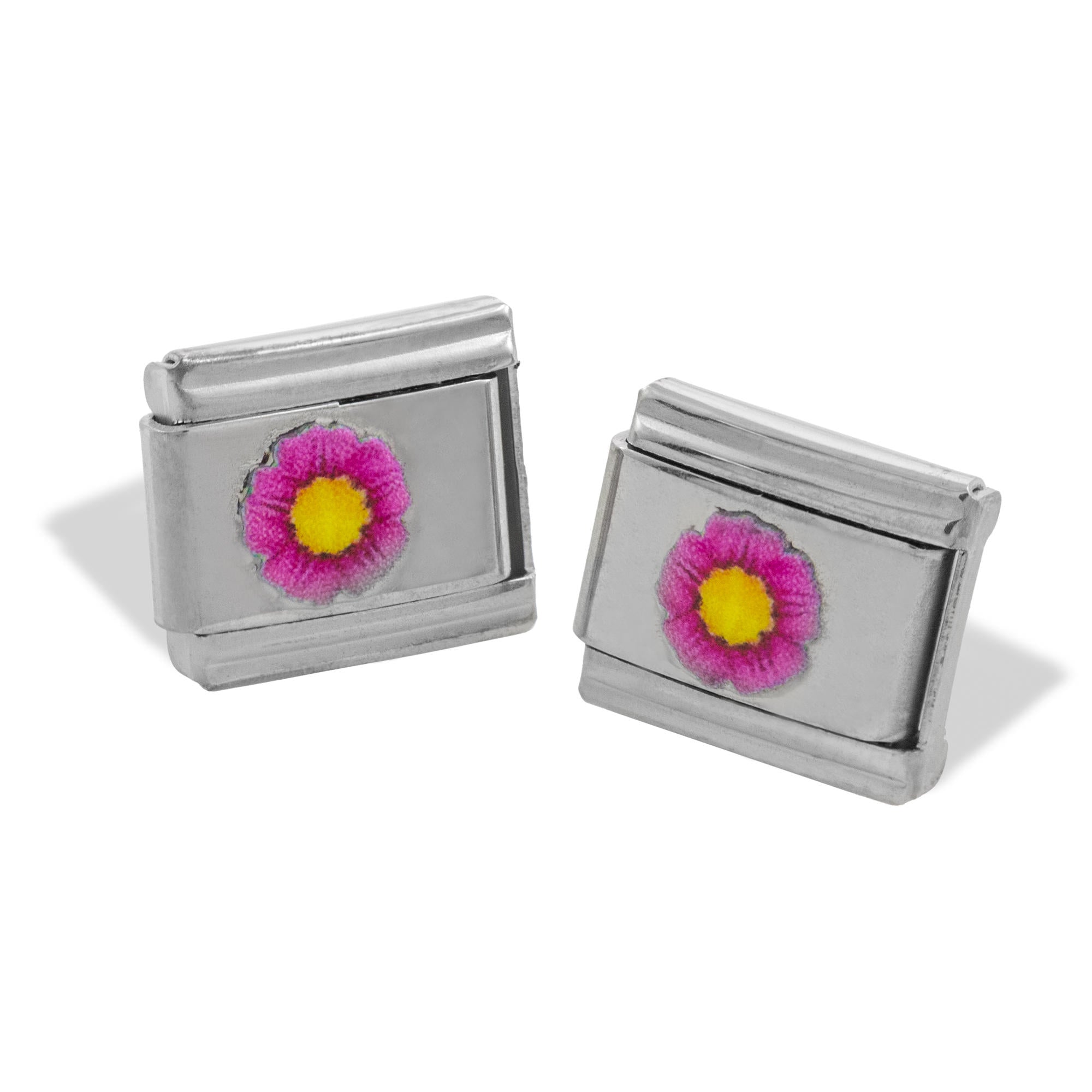 Charm eslabon italiano flor esmaltada 9x10mm