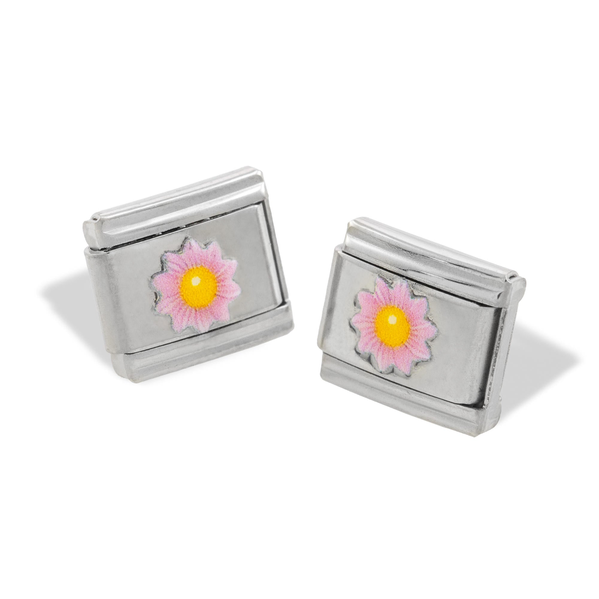 Charm eslabon italiano flor esmaltada 9x10mm