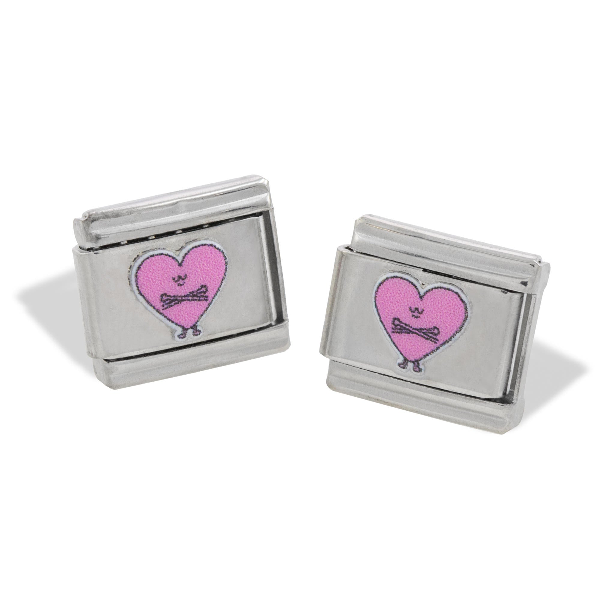 Charm eslabon italiano corazon de amor propio esmaltado 9x10mm