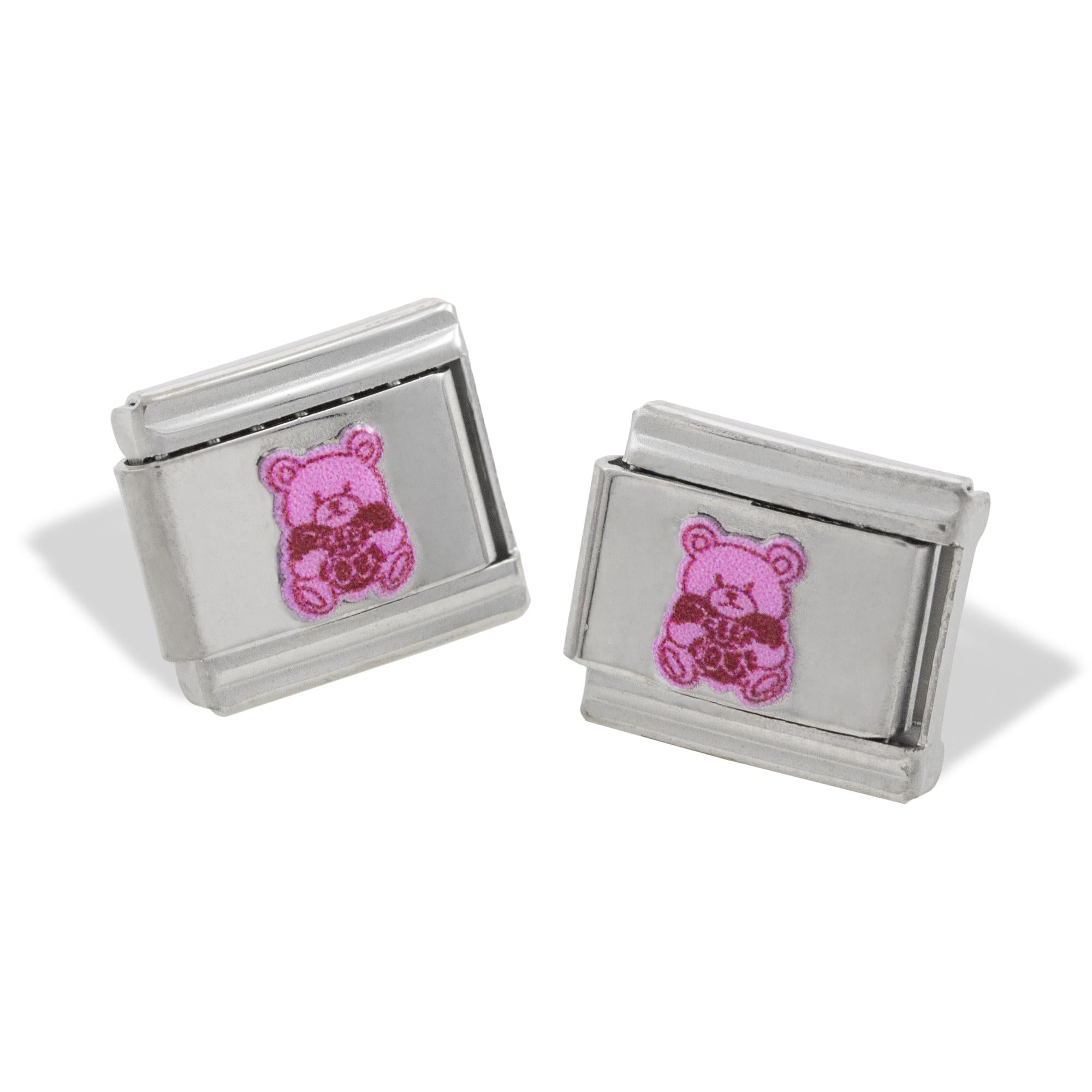 Charm eslabon italiano oso corazon y frase self love esmaltado 9x10mm