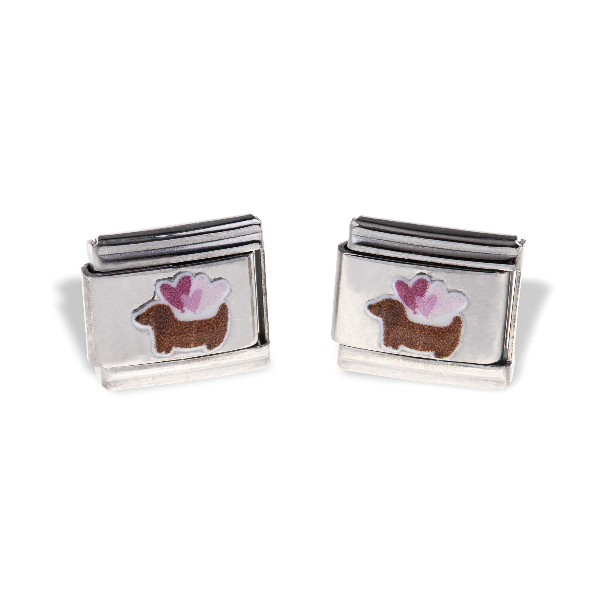 Charm eslabon italiano perro salchicha esmaltado 9x10mm
