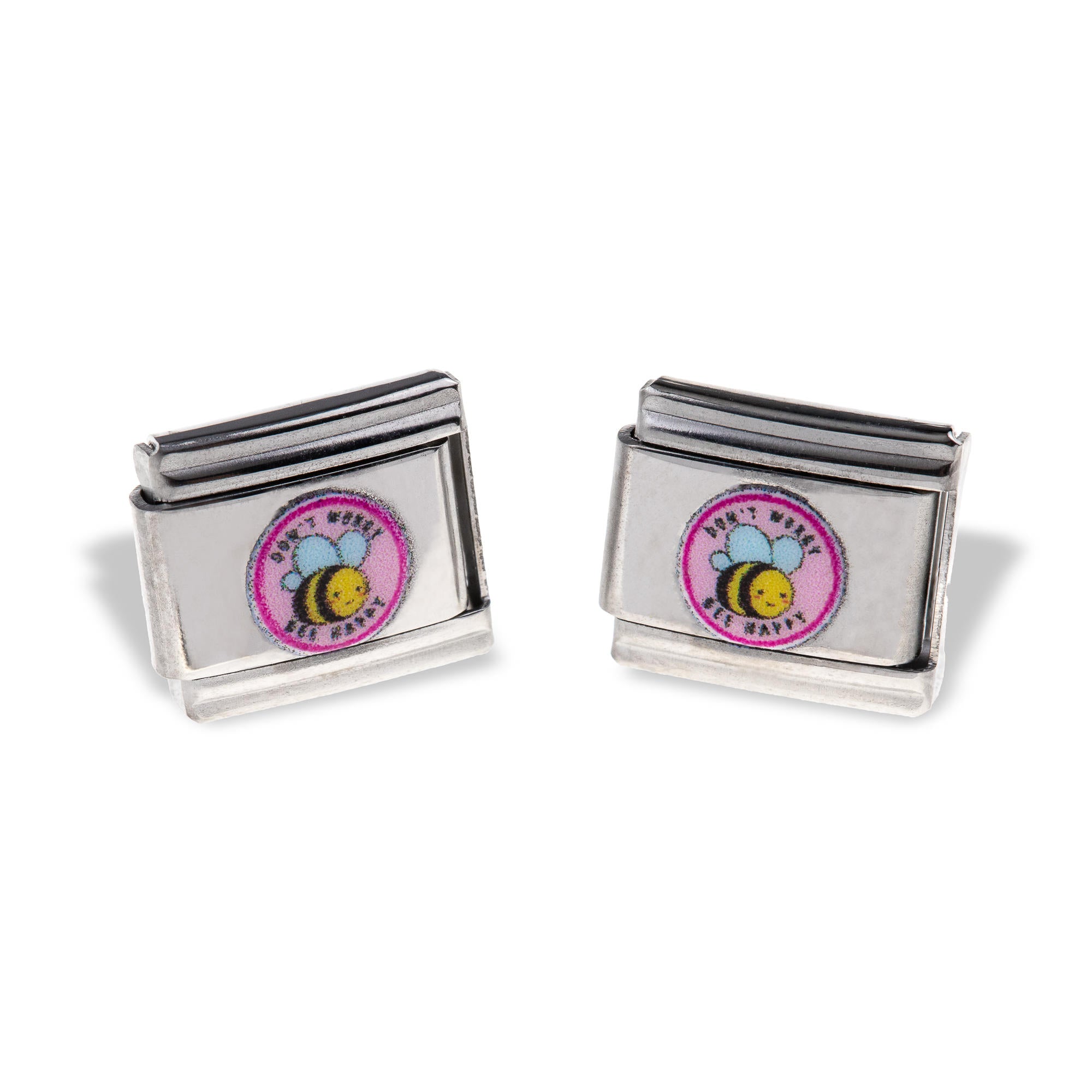 Charm eslabon italiano abeja frase dont worry bee happy esmaltada 9x10mm