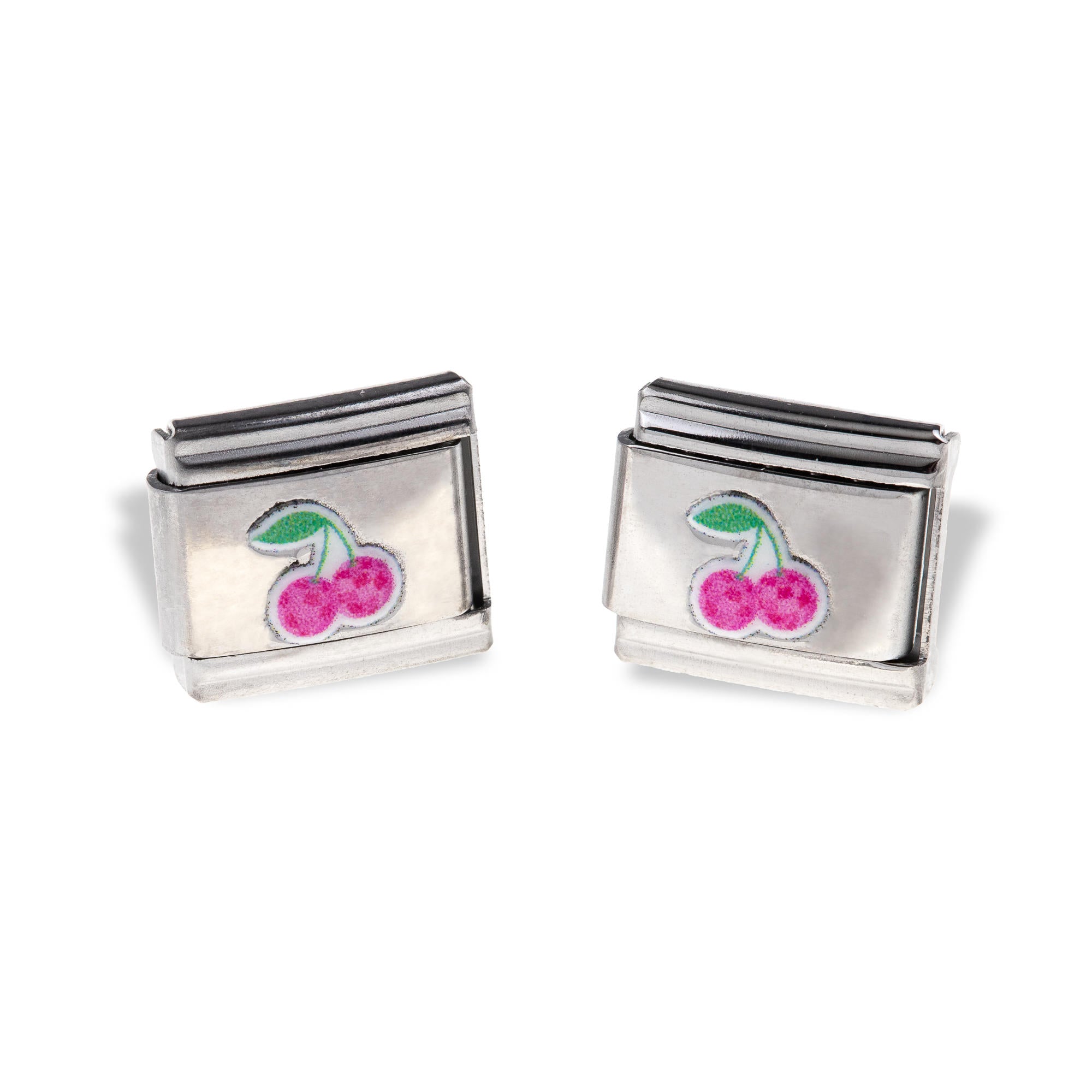 Charm eslabon italiano cerezas esmaltadas 9x10mm