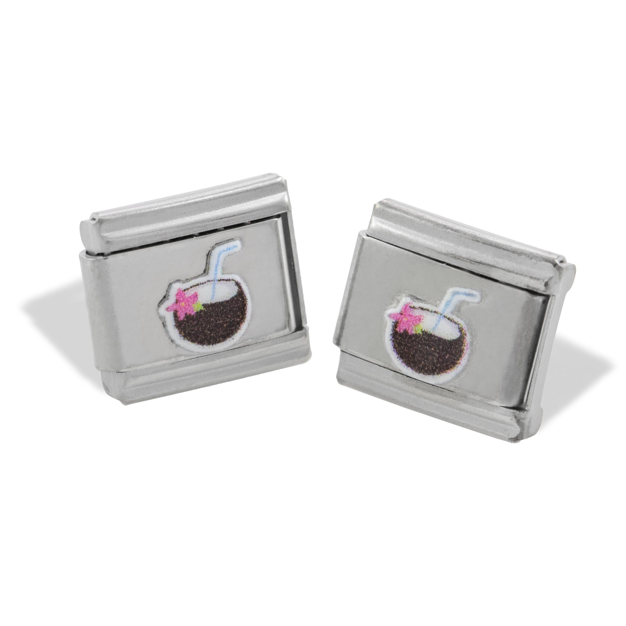 Charm eslabon italiano coco esmaltado 9x10mm