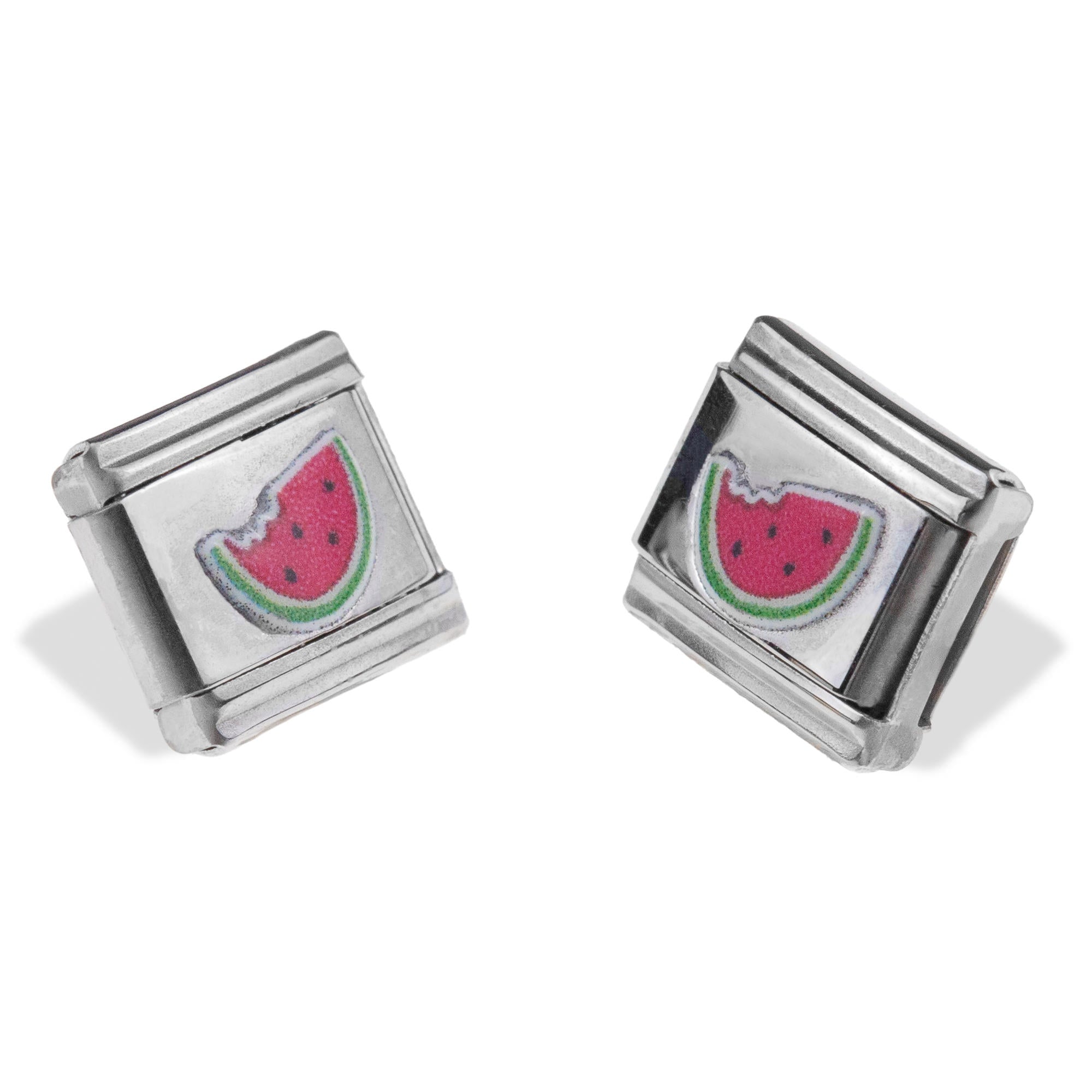 Charm eslabon italiano rebanada de sandia esmaltada 9x10mm