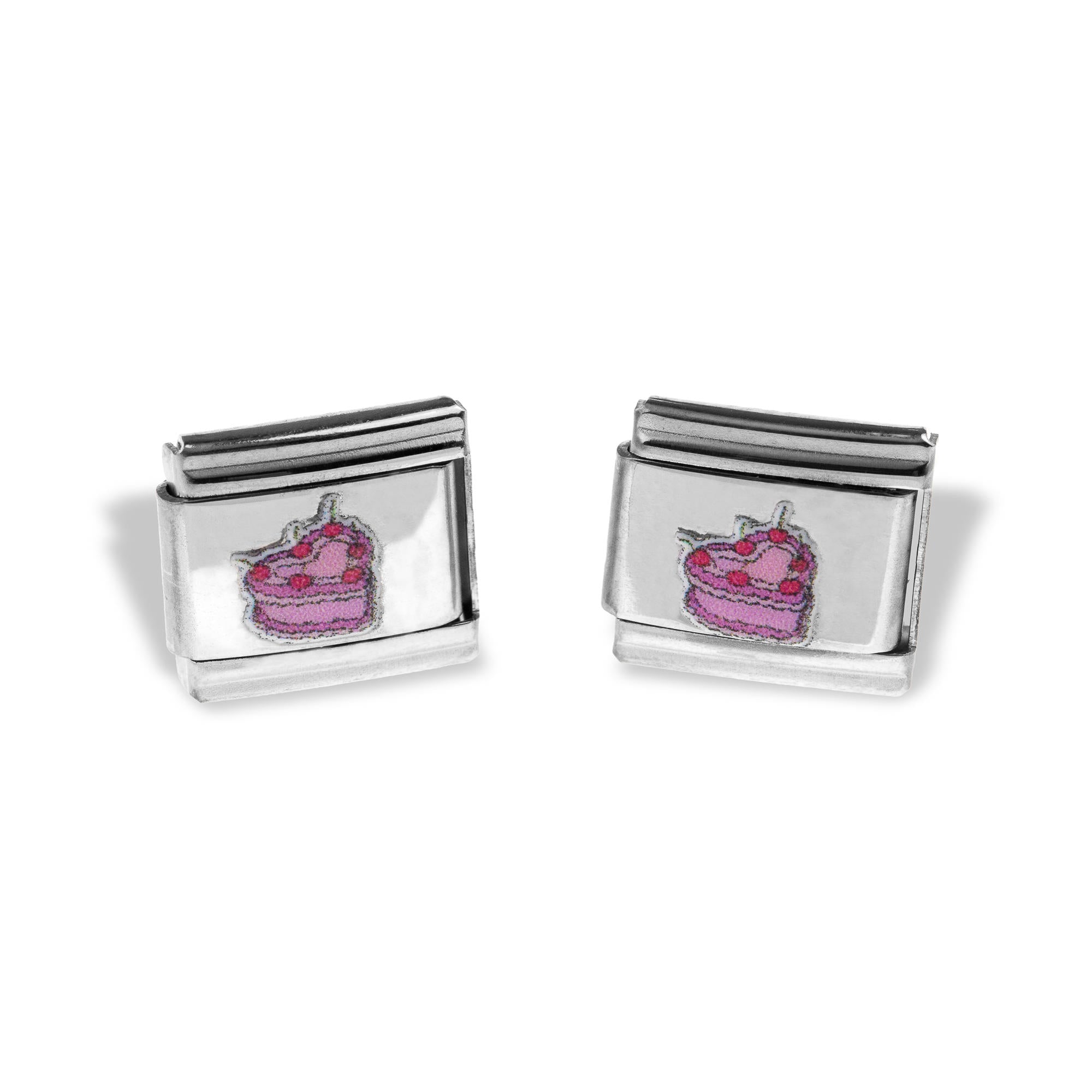 Charm eslabon italiano pastel de corazon esmaltado 9x10mm