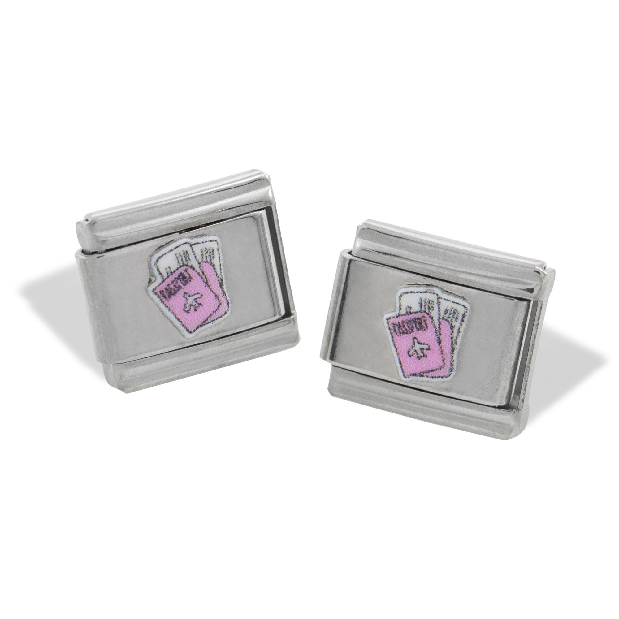 Charm eslabon italiano pasaporte esmaltado 9x10mm