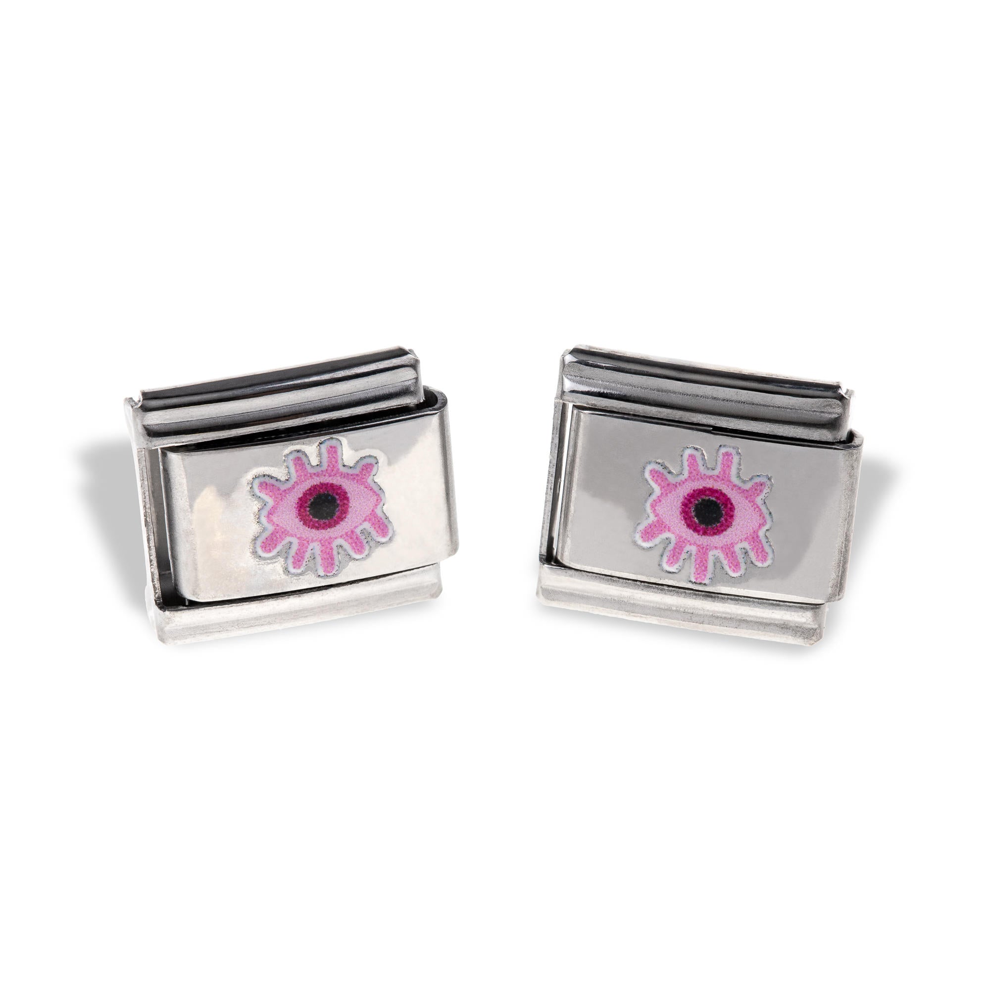 Charm eslabon italiano ojo con pestañas esmaltado 9x10mm