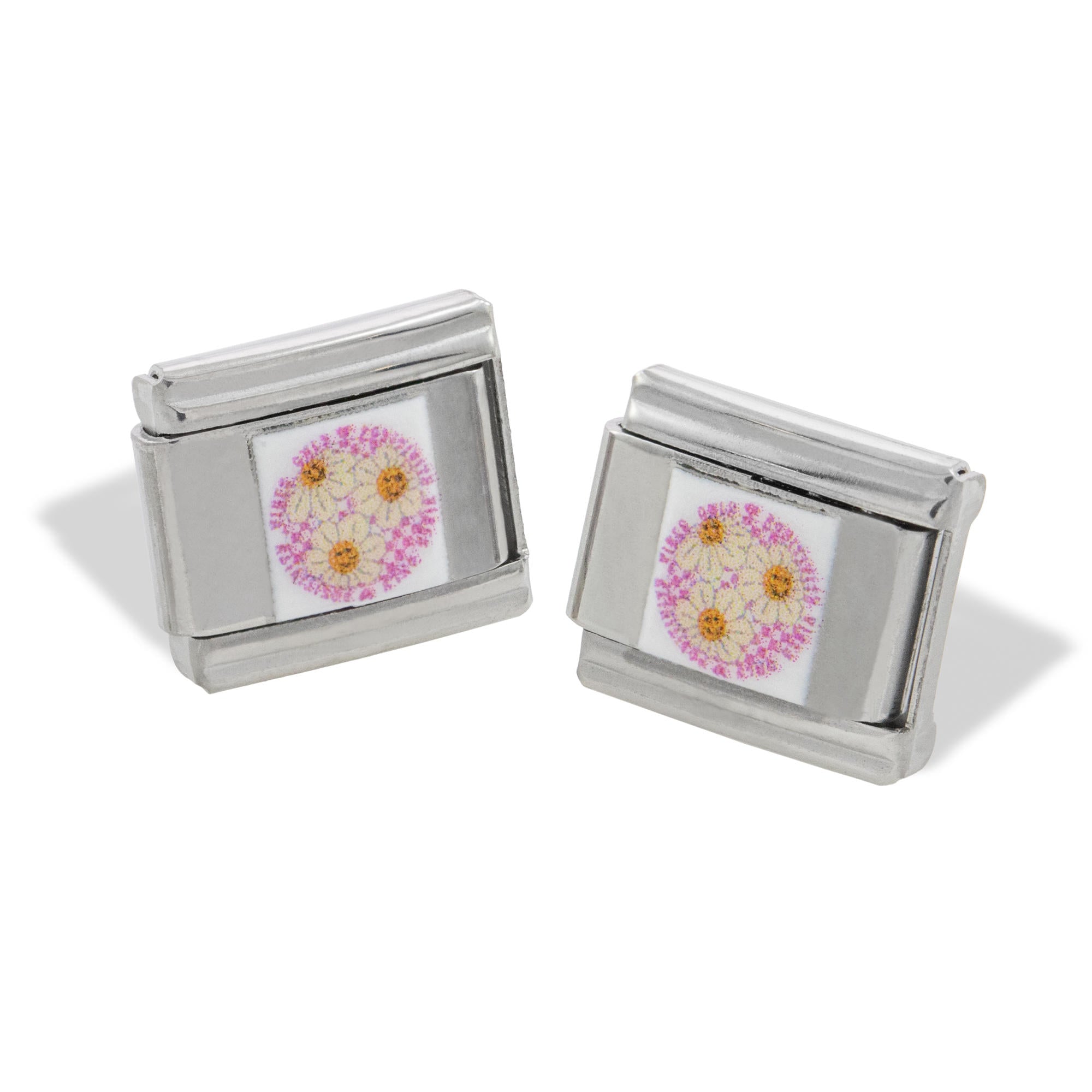 Charm eslabon italiano flores frase positivity vibes esmaltada 9x10mm