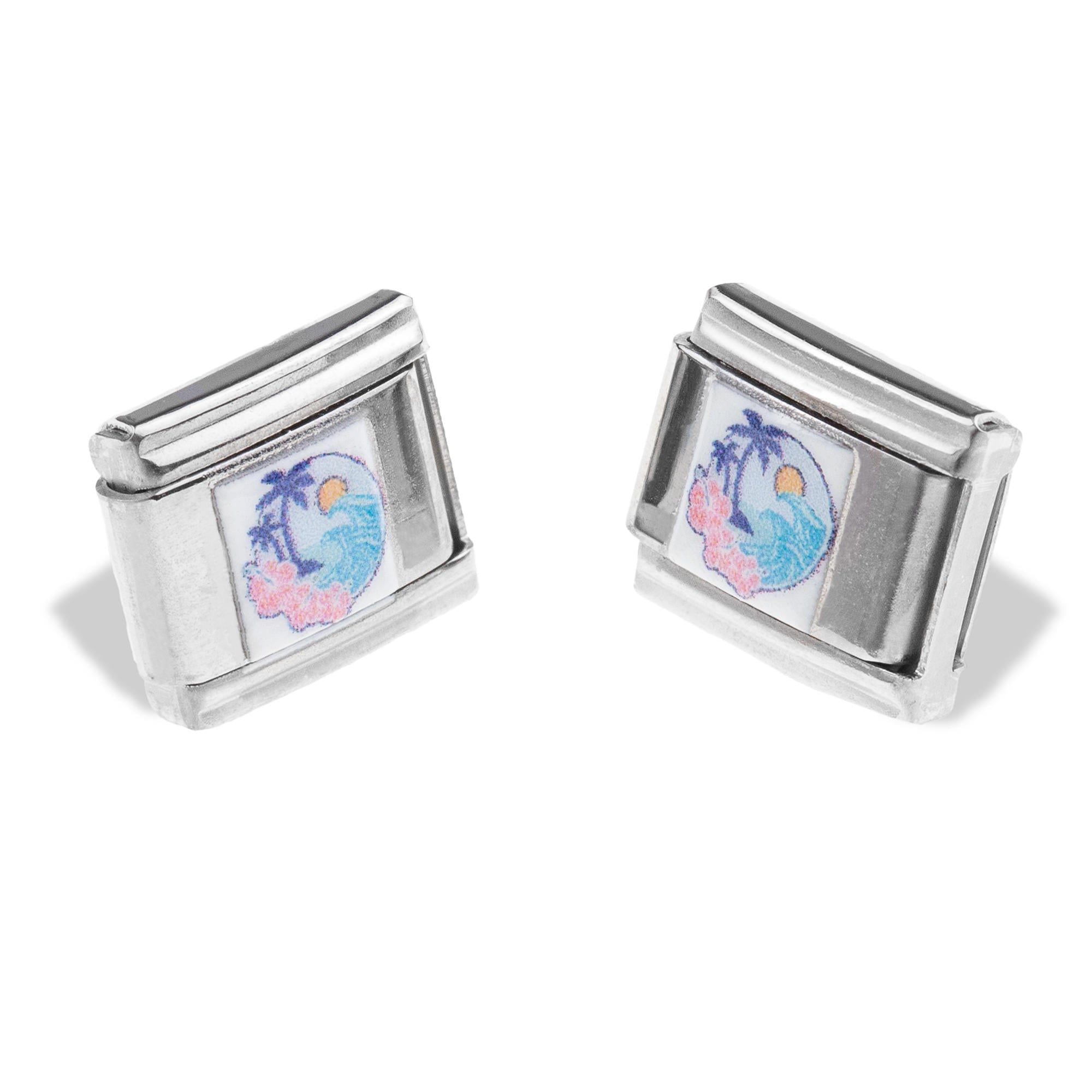 Charm eslabon italiano de playa esmaltada 9x10mm