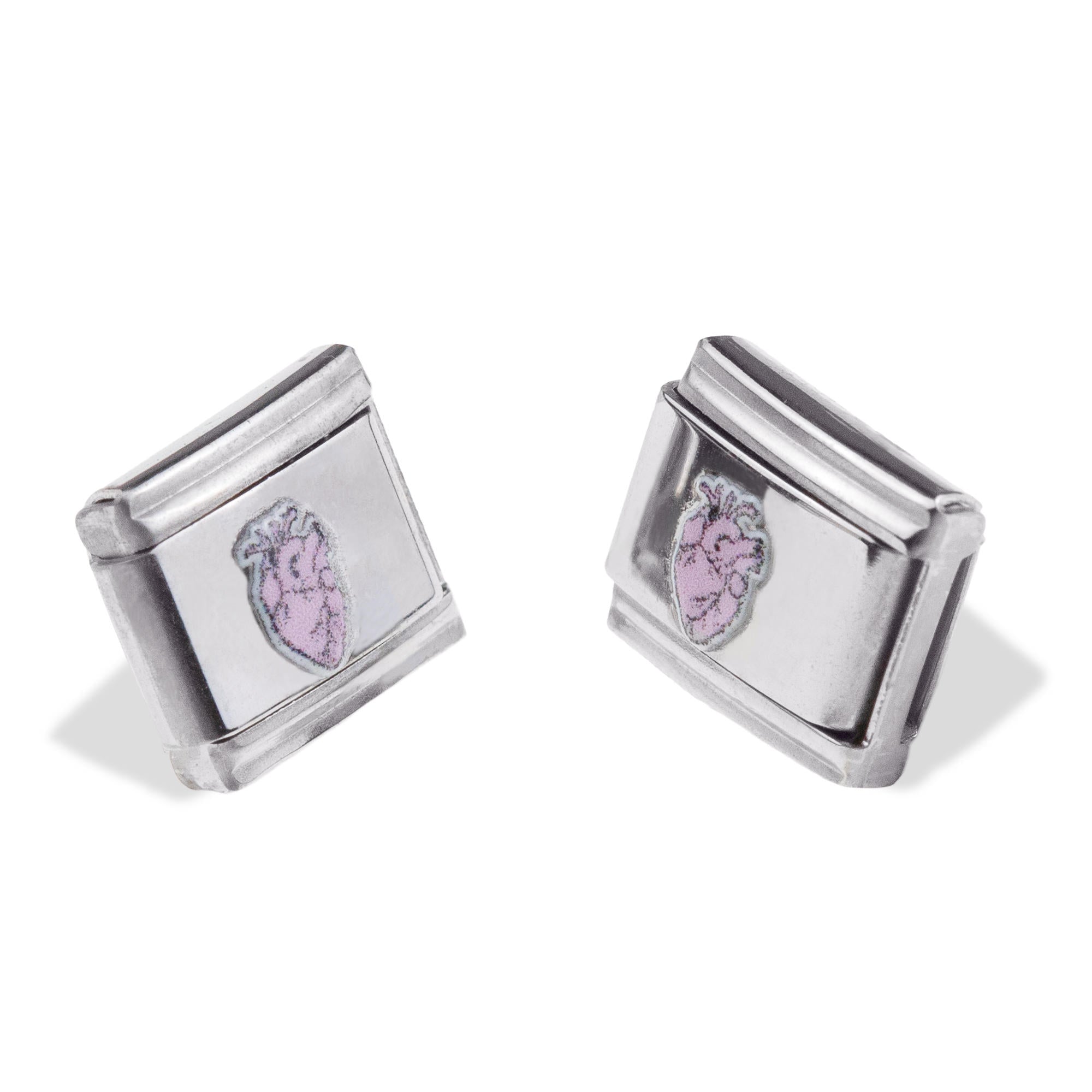Charm eslabon italiano corazon anatomico esmaltado 9x10mm