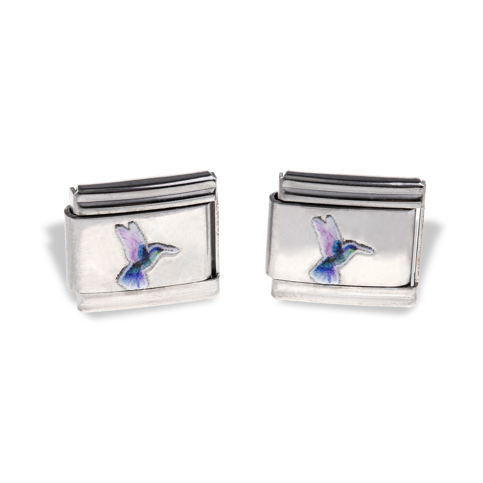 Charm eslabon italiano colibri esmaltado 9x10mm