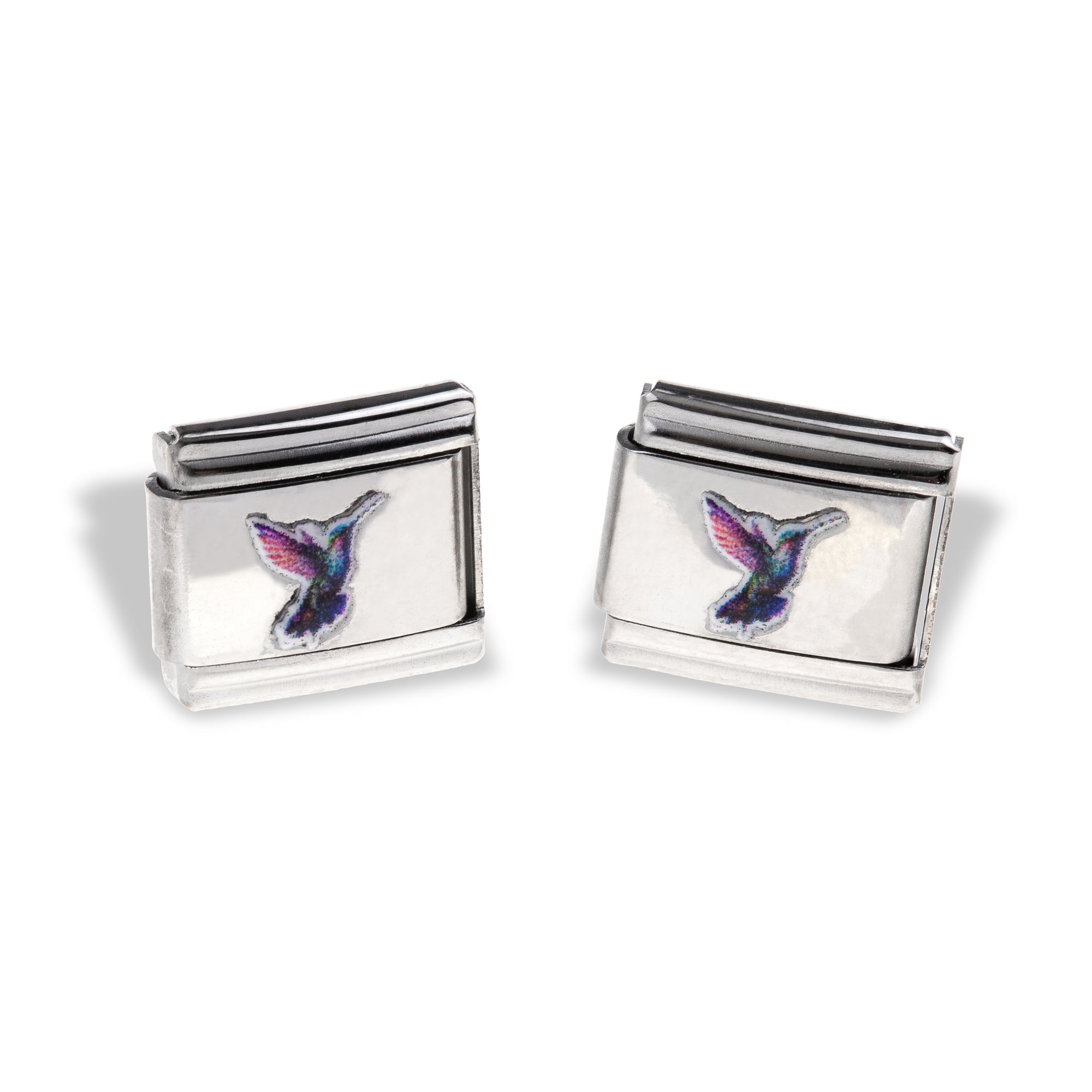 Eslabon italiano con colibri esmaltado 9x10mm