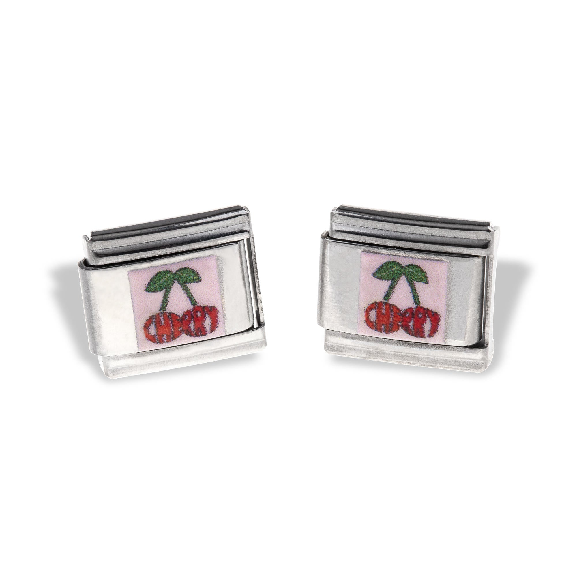 Charm eslabon italiano frase cherry forma de cereza esmaltada 9x10mm