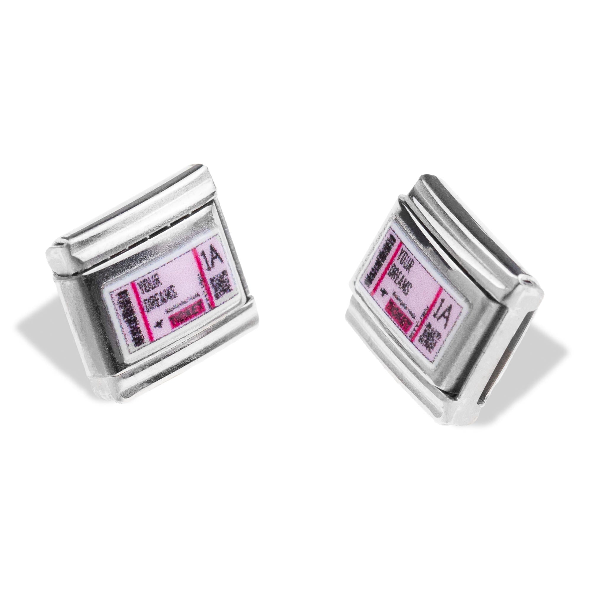 Charm eslabon italiano boleto de avion esmaltado 9x10mm