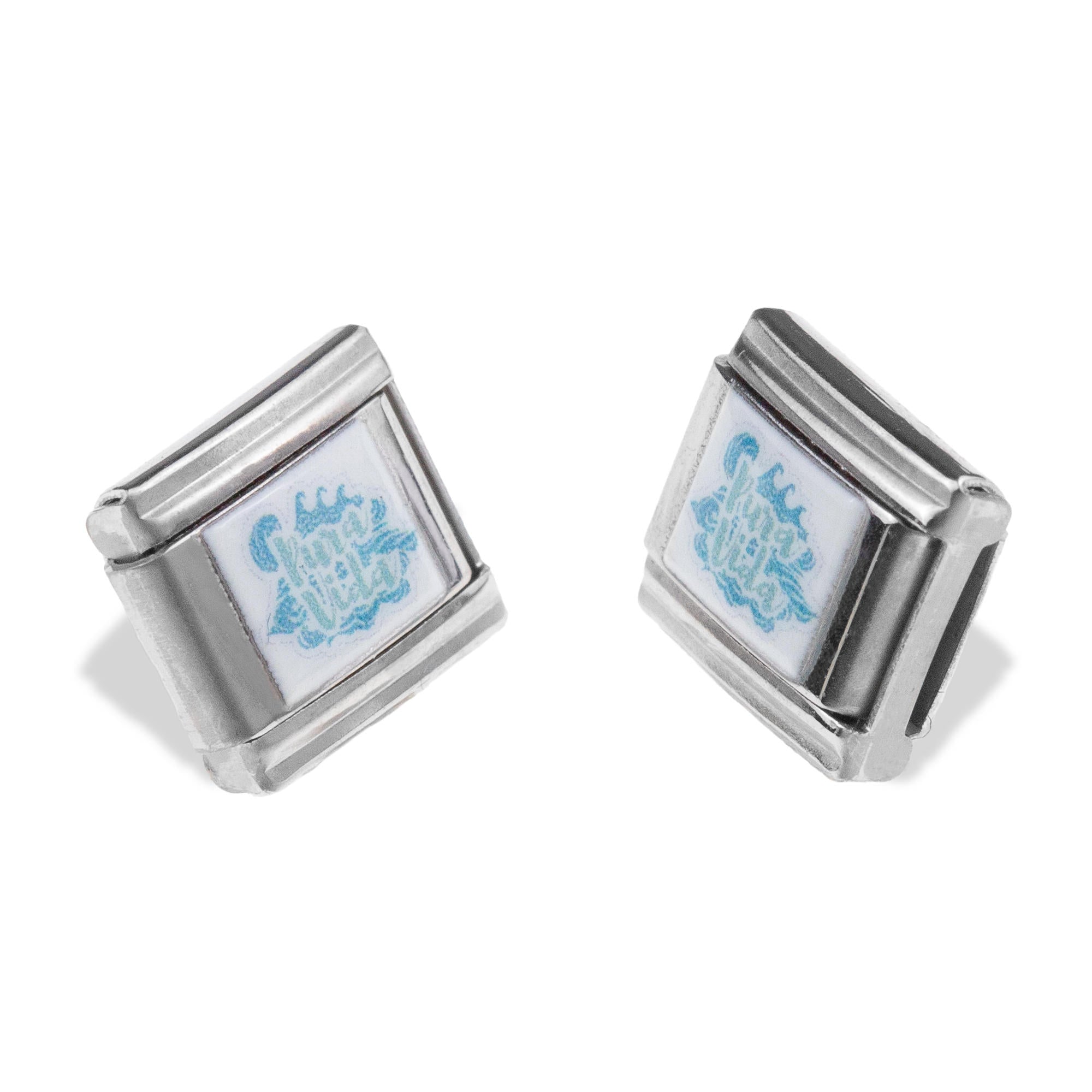 Charm eslabon italiano frase pura vida esmaltada 9x10mm