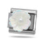 Charm eslabon italiano flor blanca con perla 9x10mm