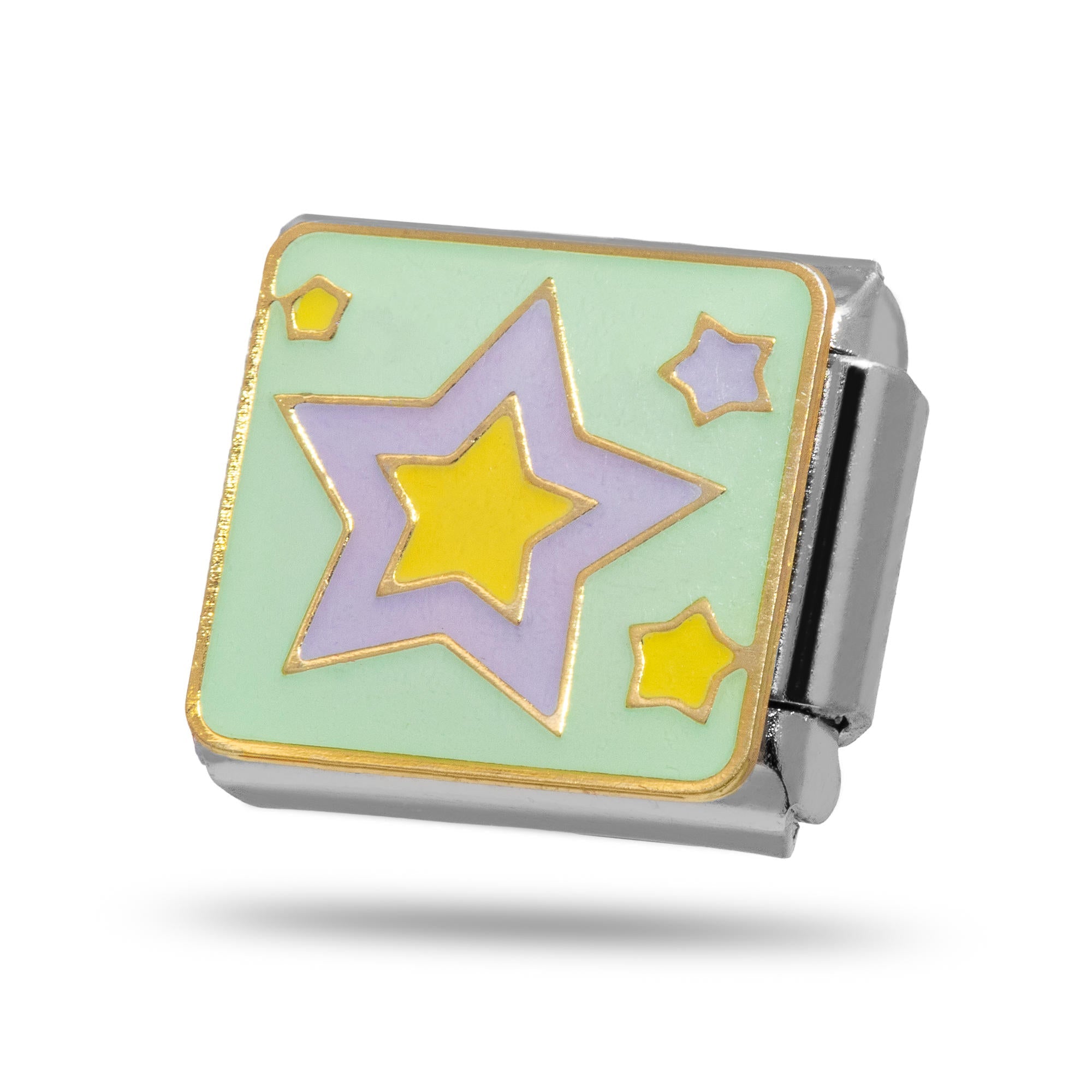 Charm eslabon italiano con estrellas esmaltadas 9x10mm