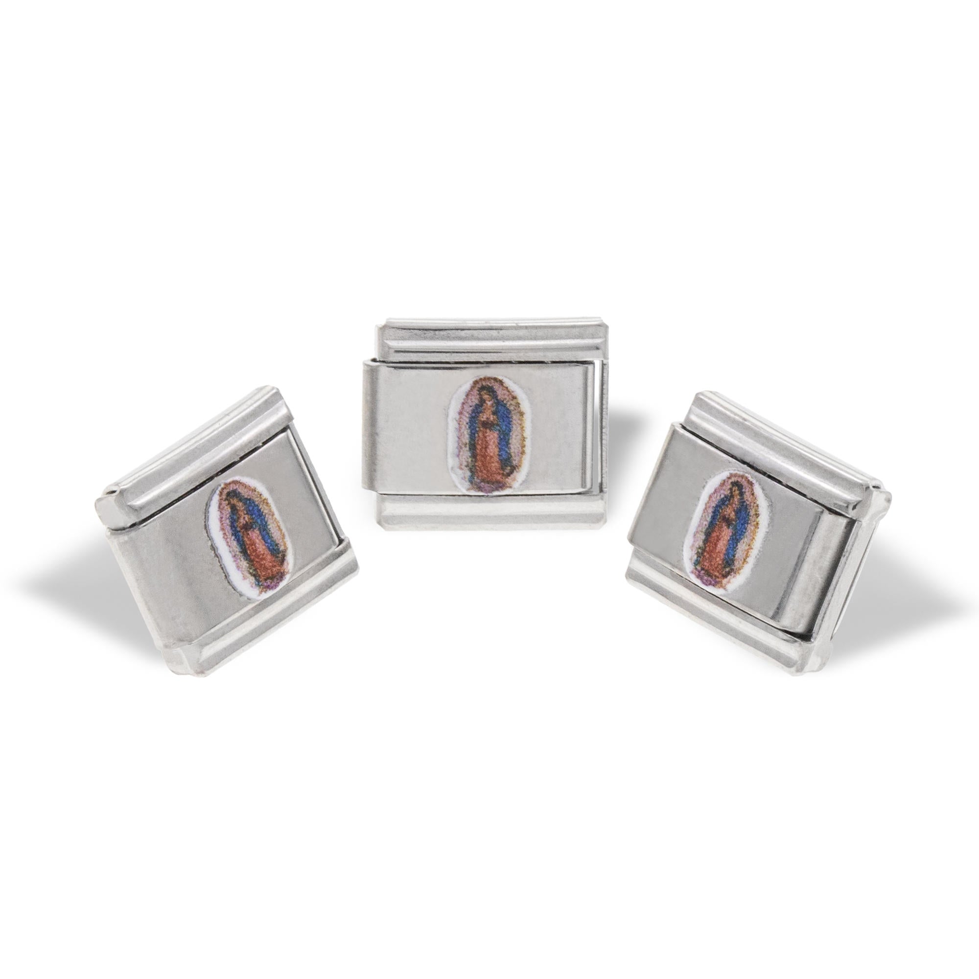Charm eslabon italiano Virgen de Guadalupe esmaltado 9x10mm