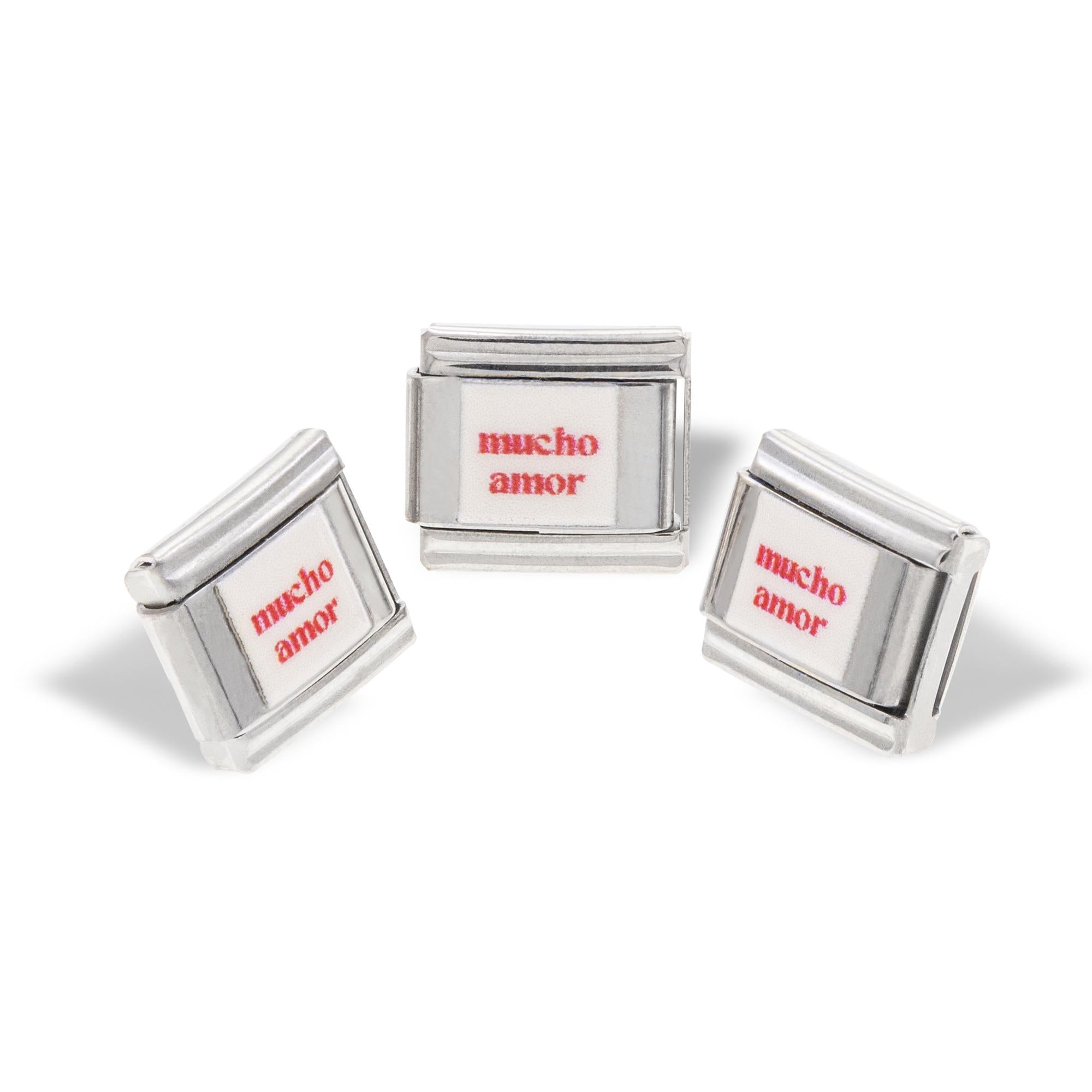 Charm eslabon italiano frase mucho amor esmaltado 9x10mm