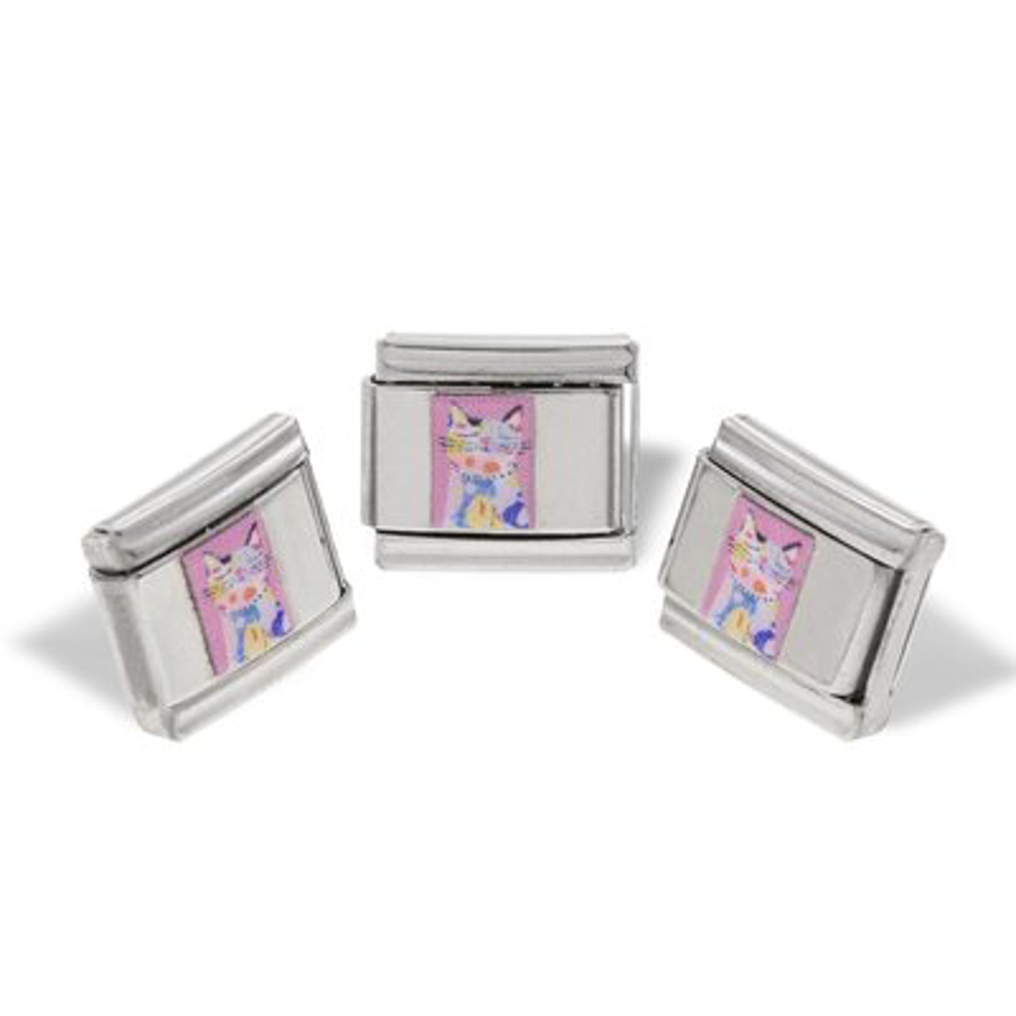 Charm eslabon italiano dije de gato esmaltado 9x10mm