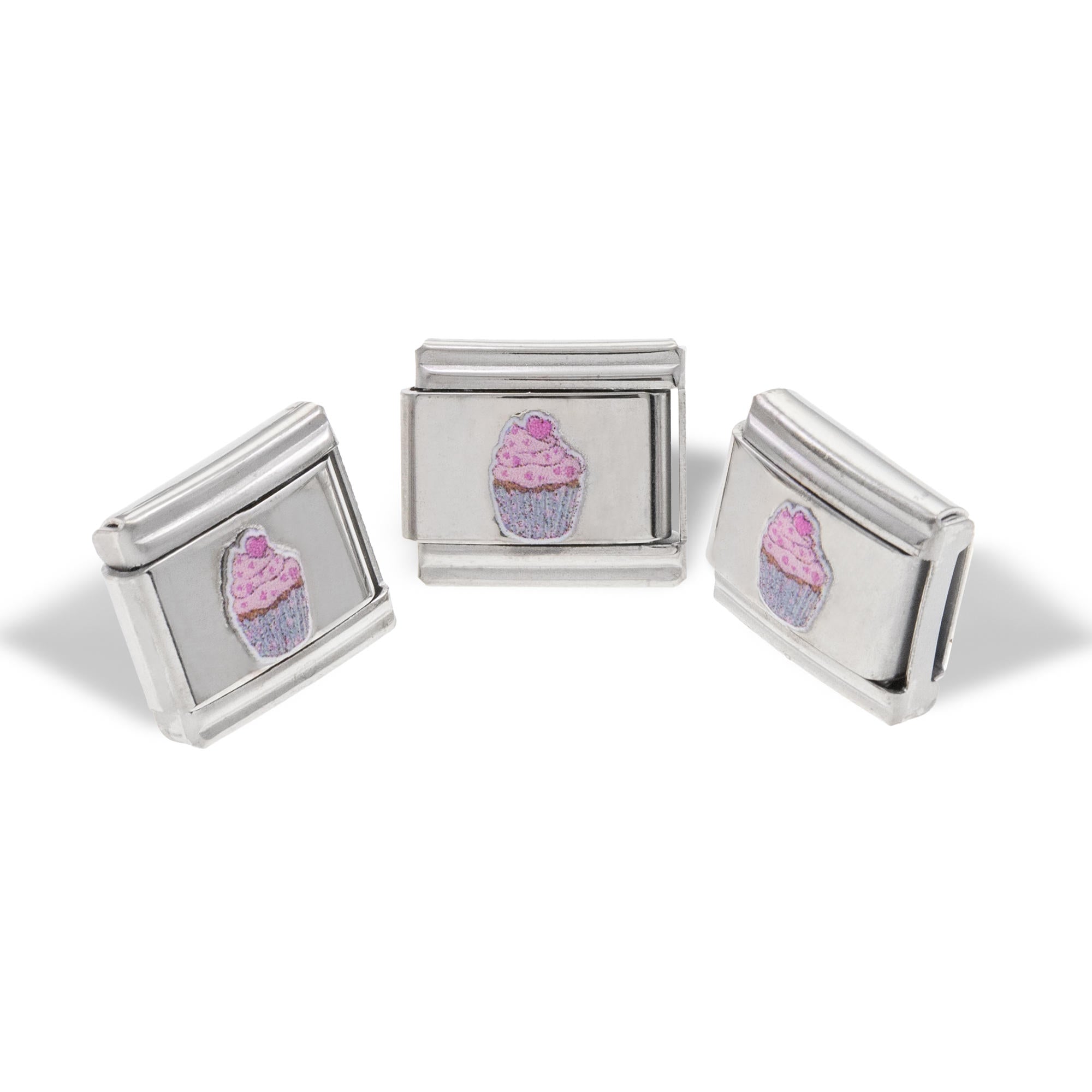 Charm eslabon italiano dije de cupcake esmaltado 9x10mm
