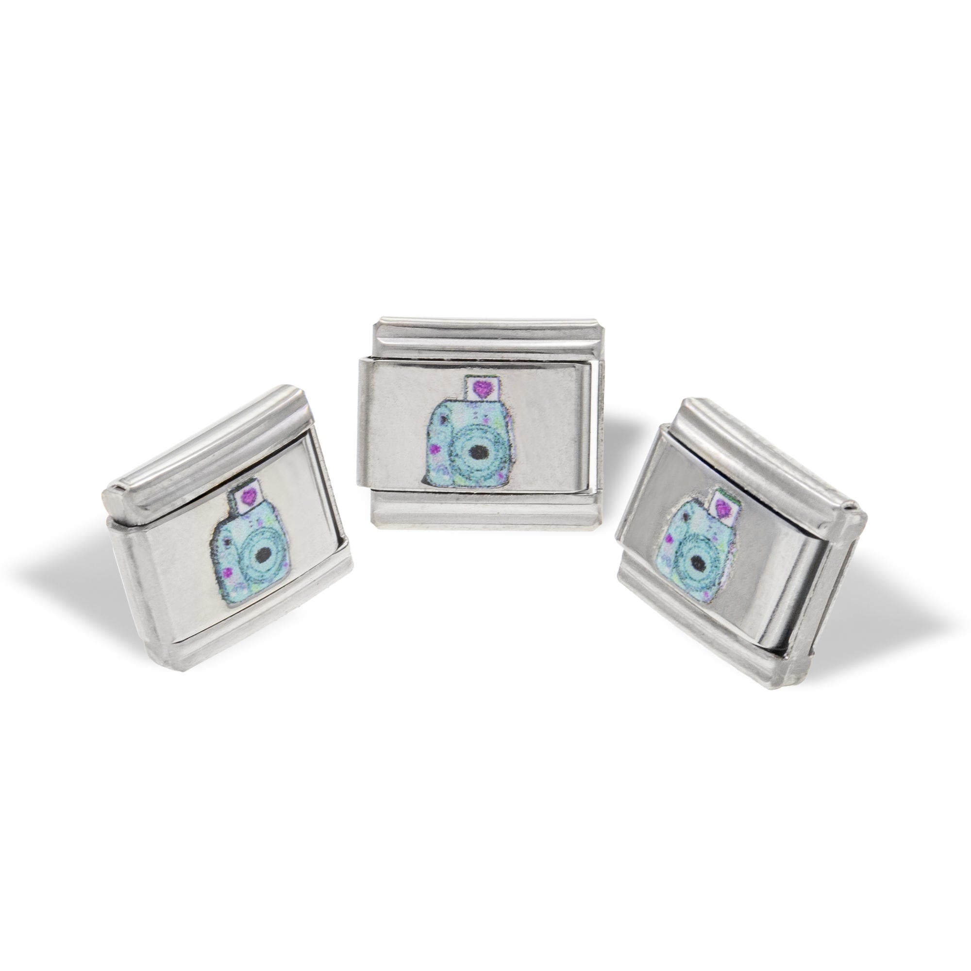 Charm eslabon italiano dije de camara esmaltado 9x10mm