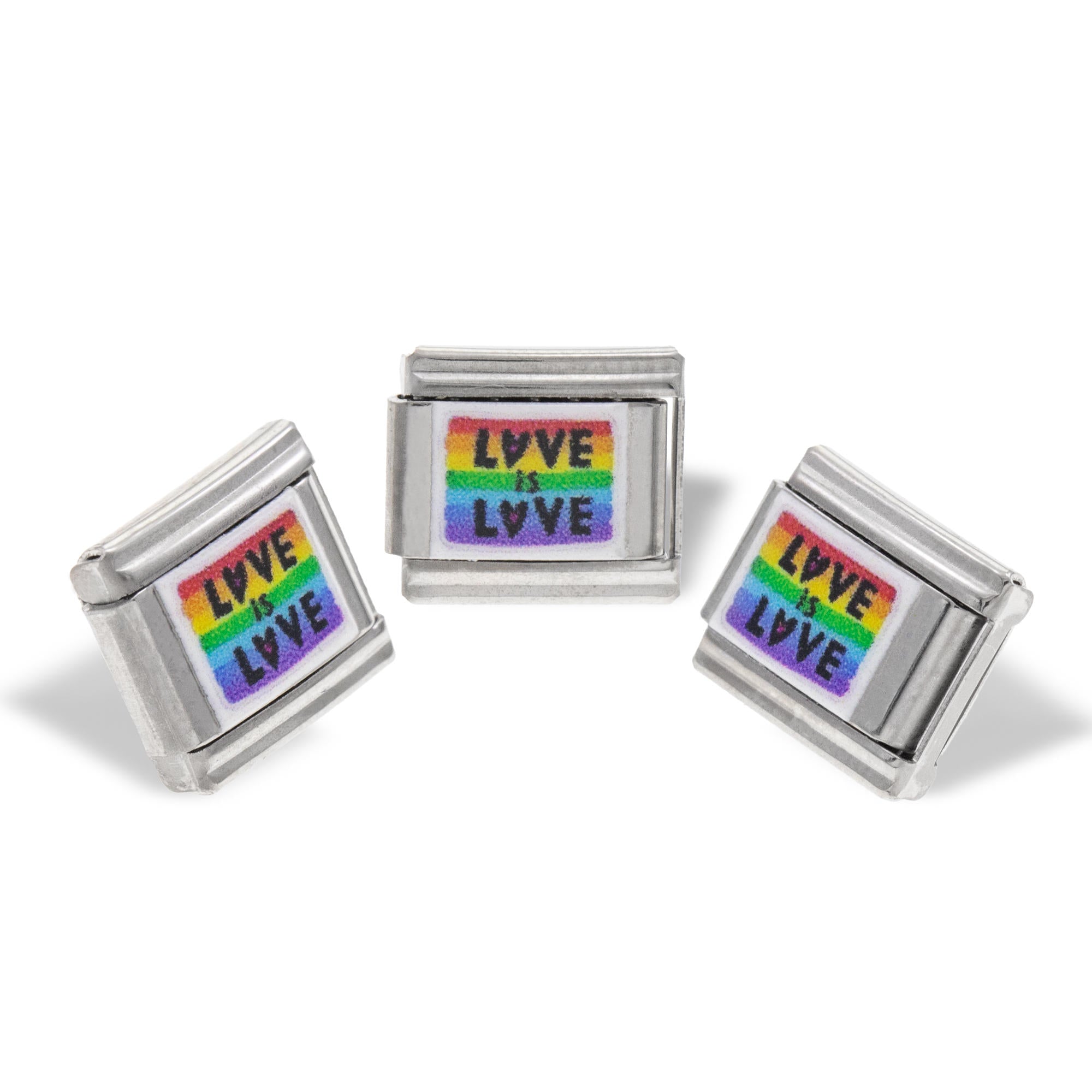 Charm eslabon italiano rainbow frase love is love esmaltado 9x10mm