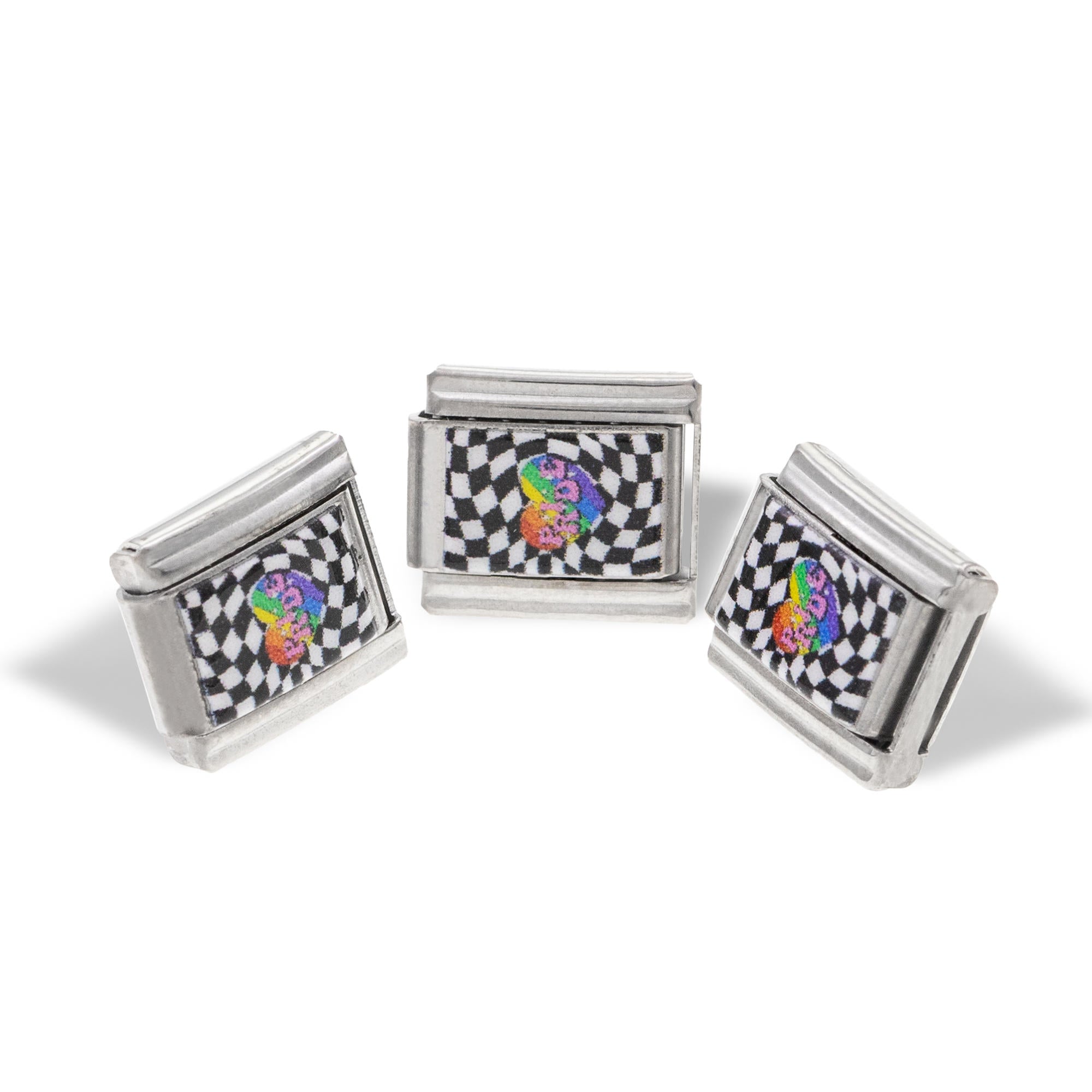 Charm eslabon italiano de corazon pride esmaltado 9x10mm
