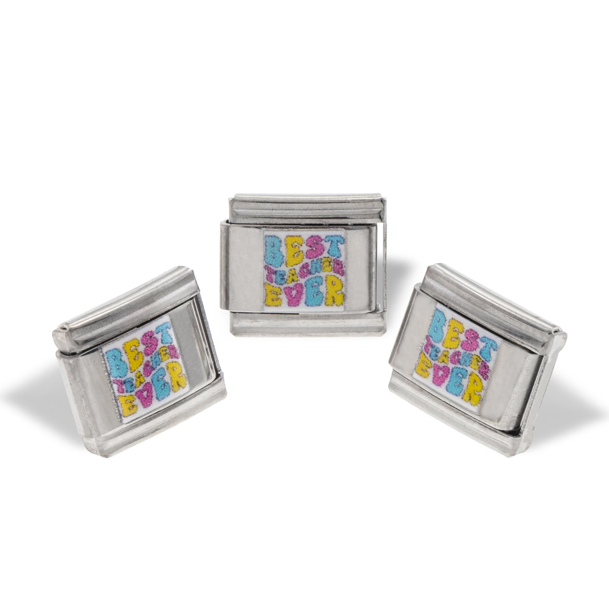 Charm eslabon italiano frase best teacher ever esmaltado 9x10mm