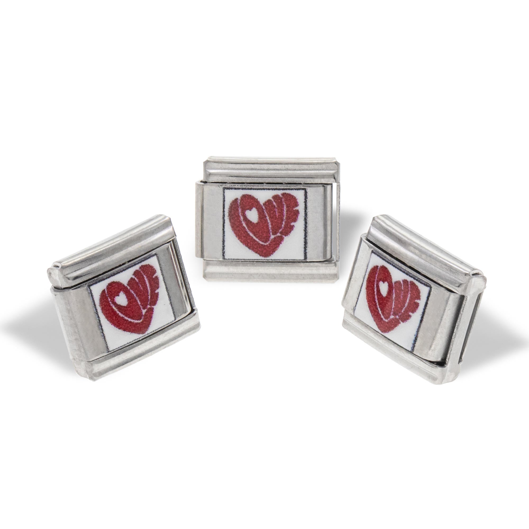 Charm eslabon italiano corazon love esmaltado 9x10mm