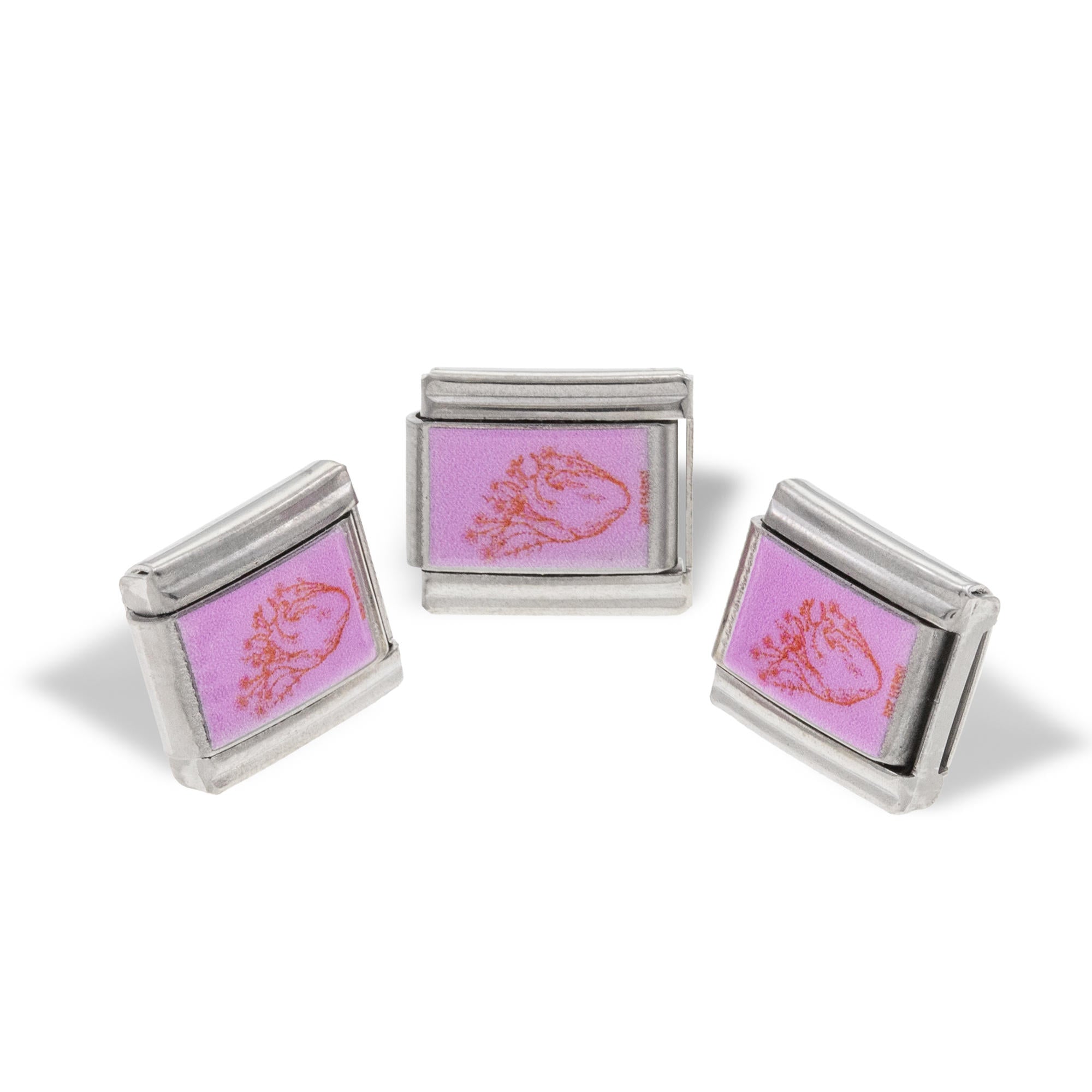 Charm eslabon italiano de corazon anatomico esmaltado 9x10mm