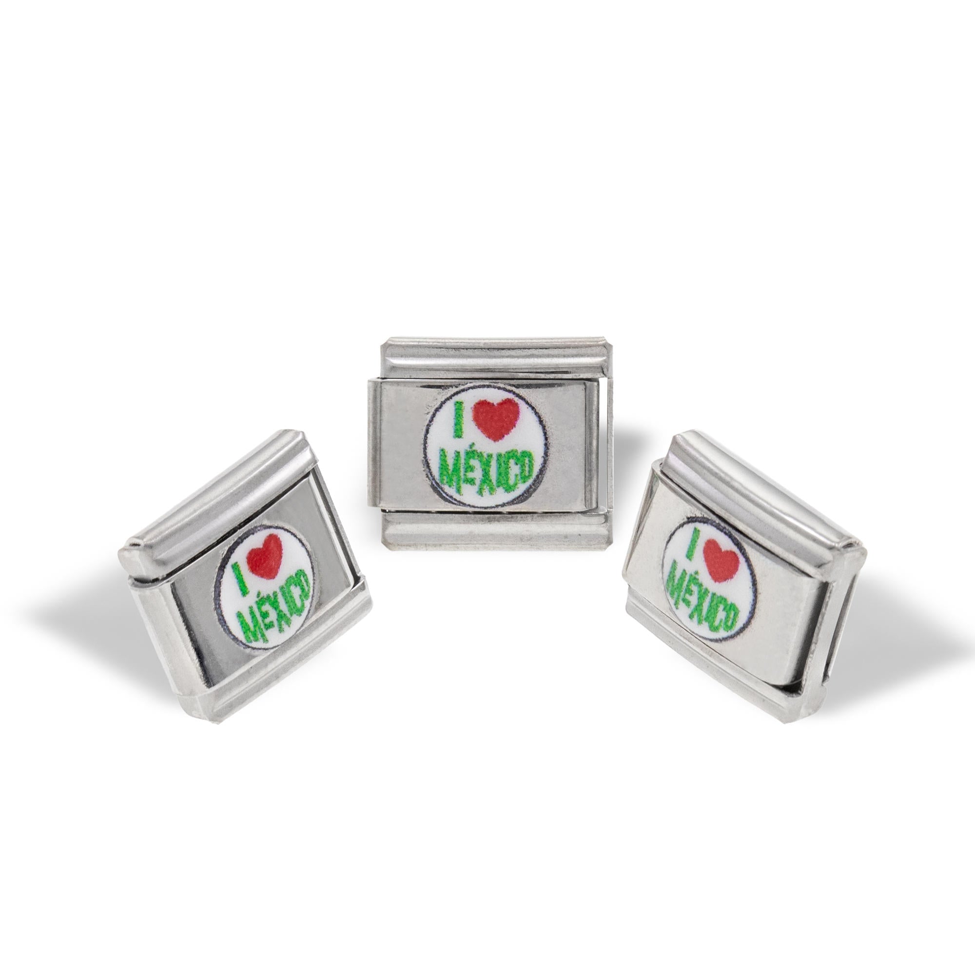 Charm eslabon italiano frase amo a Mexico esmaltado 9x10mm