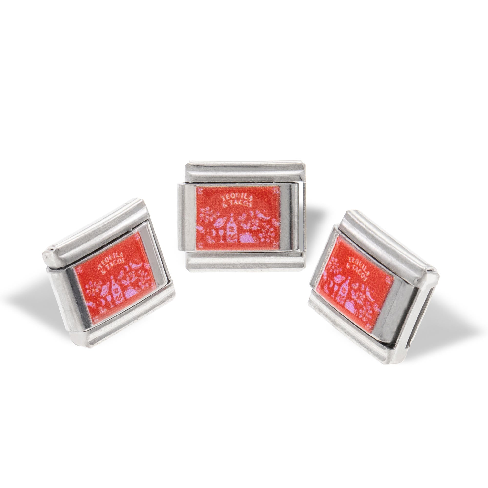Charm eslabon italiano frase tequila y tacos esmaltado 9x10mm