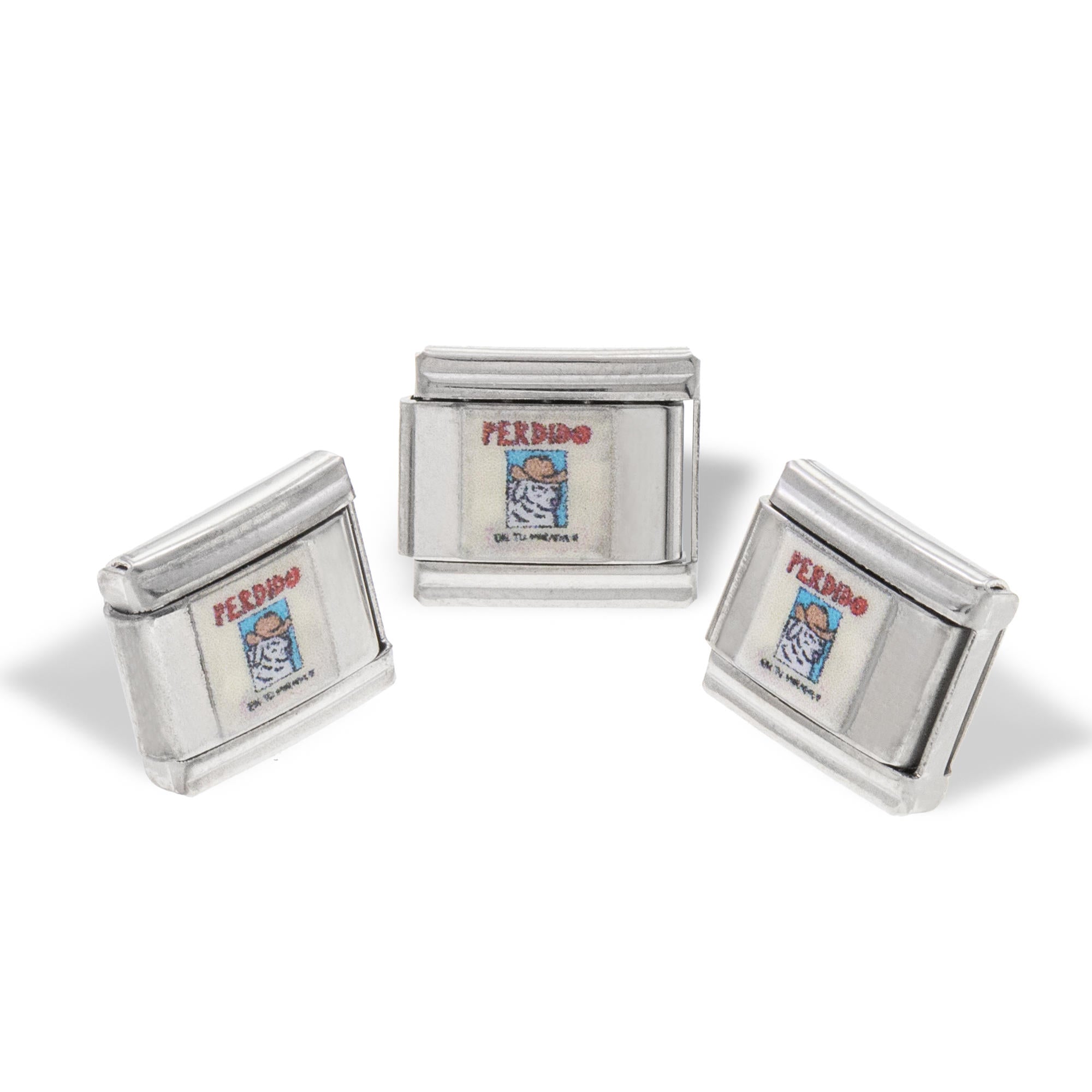Charm eslabon italiano colgante de perro y frase esmaltado 9x10mm