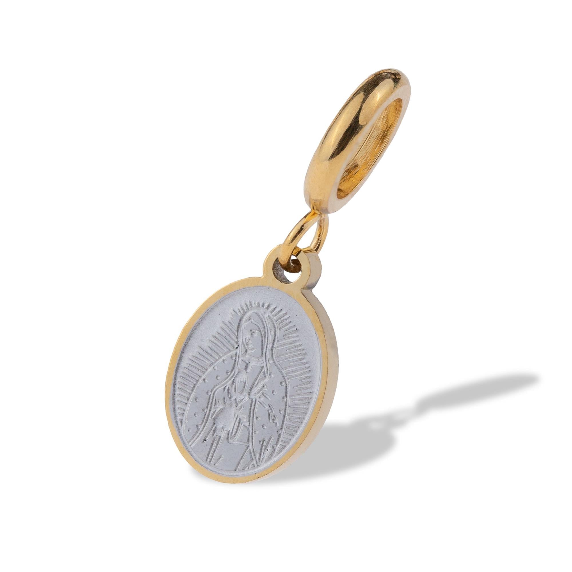 Charm de medalla ovalada virgen de guadalupe 10mm