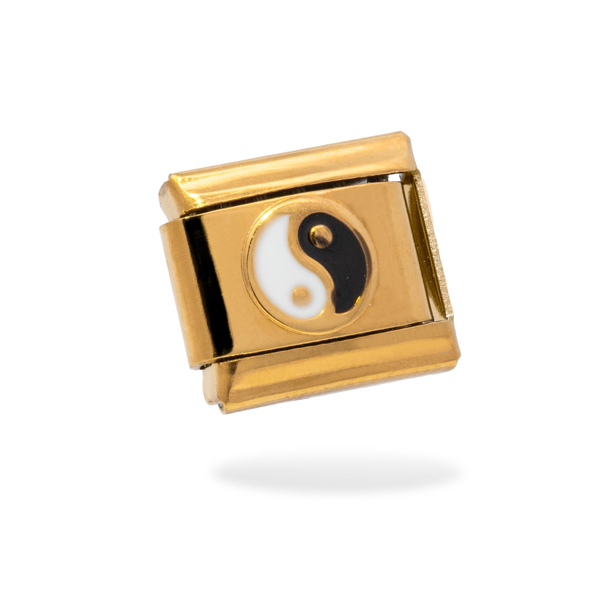 Charm eslabon italiano yin yang esmaltado 9x10mm