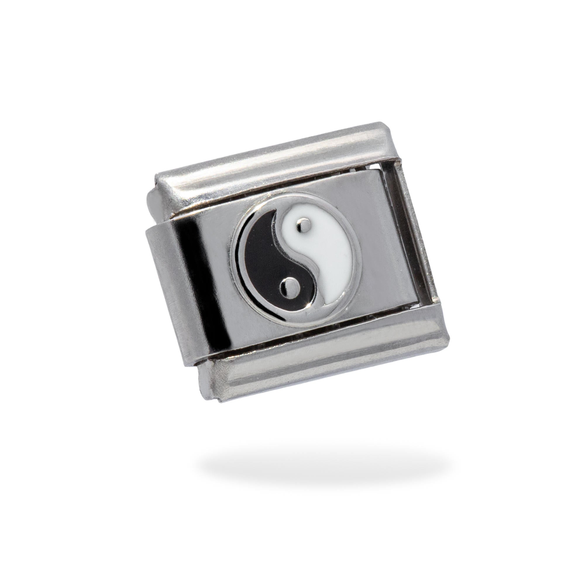 Charm eslabon italiano yin yang esmaltado 9x10mm