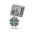 Charm eslabon italiano trebol con cristales verde esmeralda 9x10mm