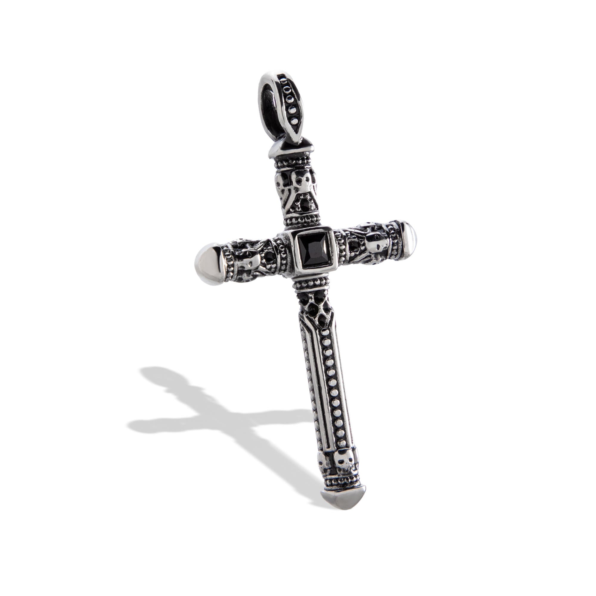 Dije de Cruz gotica con cristal cuadrado 54mm