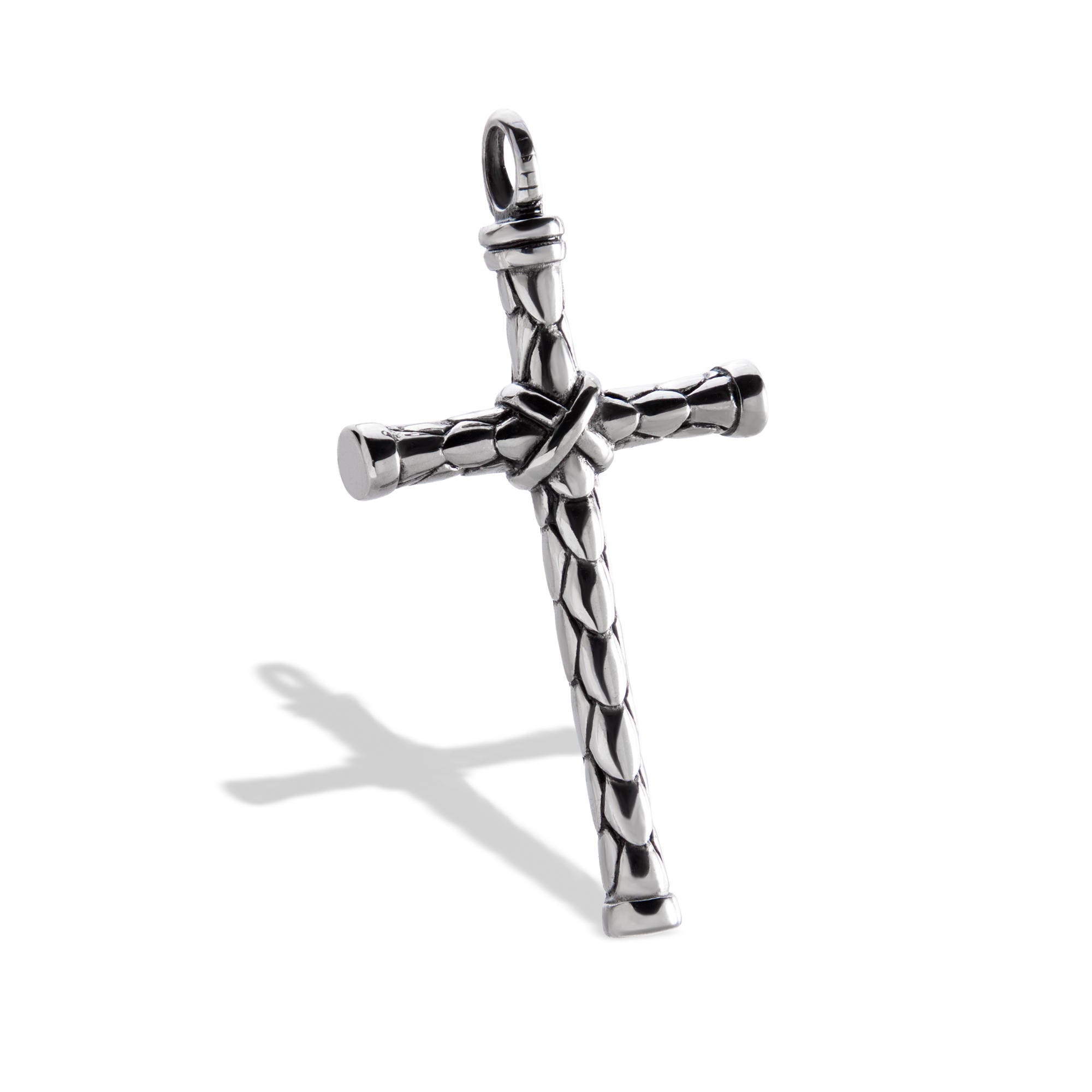 Dije de Cruz texturizada estilo cuerda trenzada 60mm