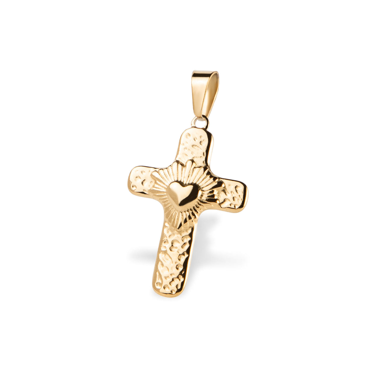 Dije de Cruz grabada sagrado corazon 30mm