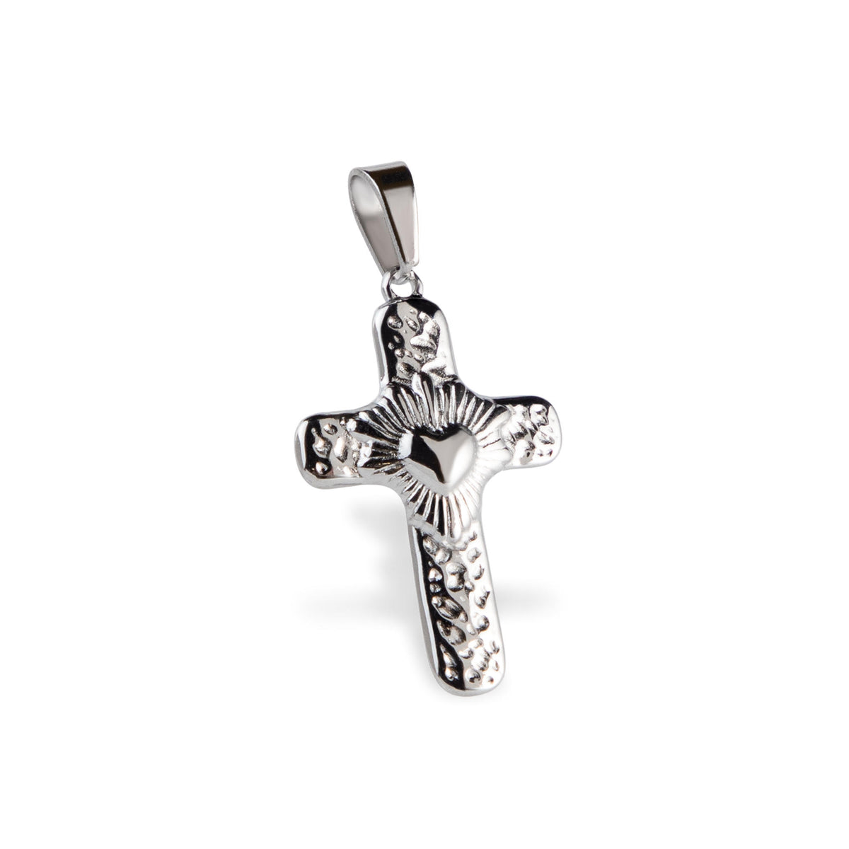 Dije de Cruz grabada sagrado corazon 30mm