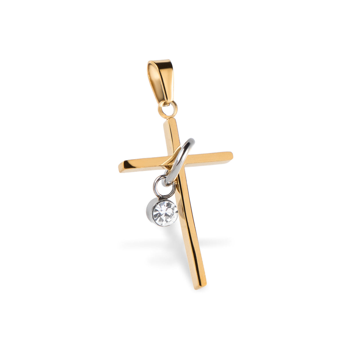 Dije de Cruz con un anillo entrelazado con cristal colgante 35mm