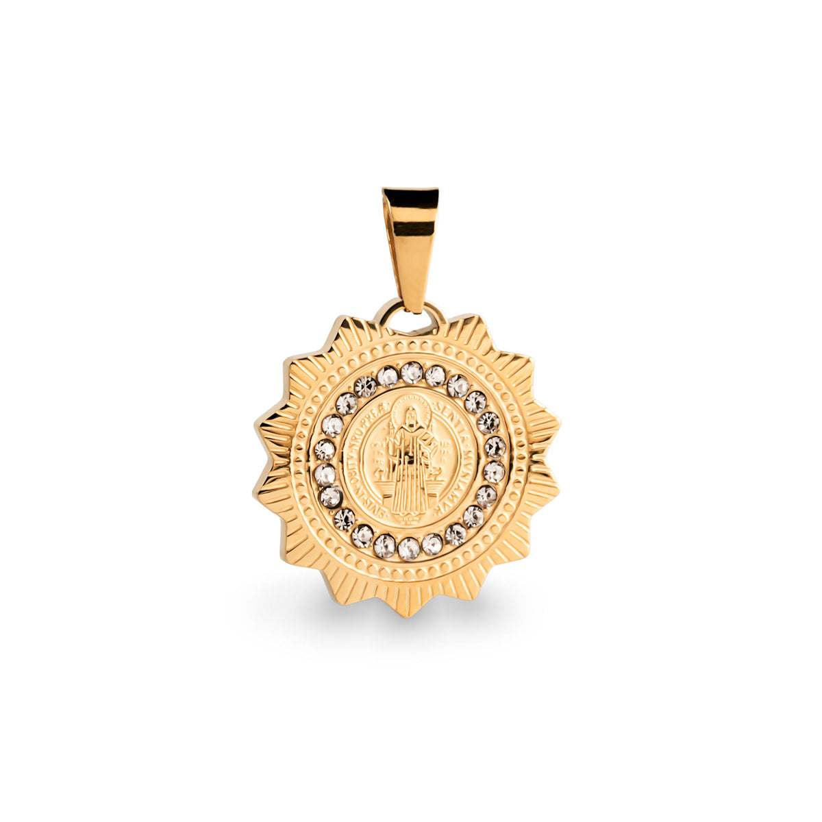 Dije Medalla de San Benito con cristales 25mm