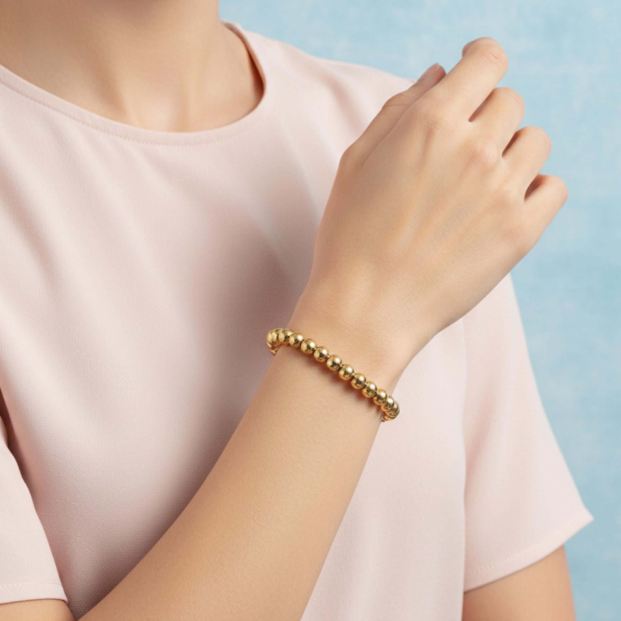 Pulsera ajustable de elastico con balin liso 6mm
