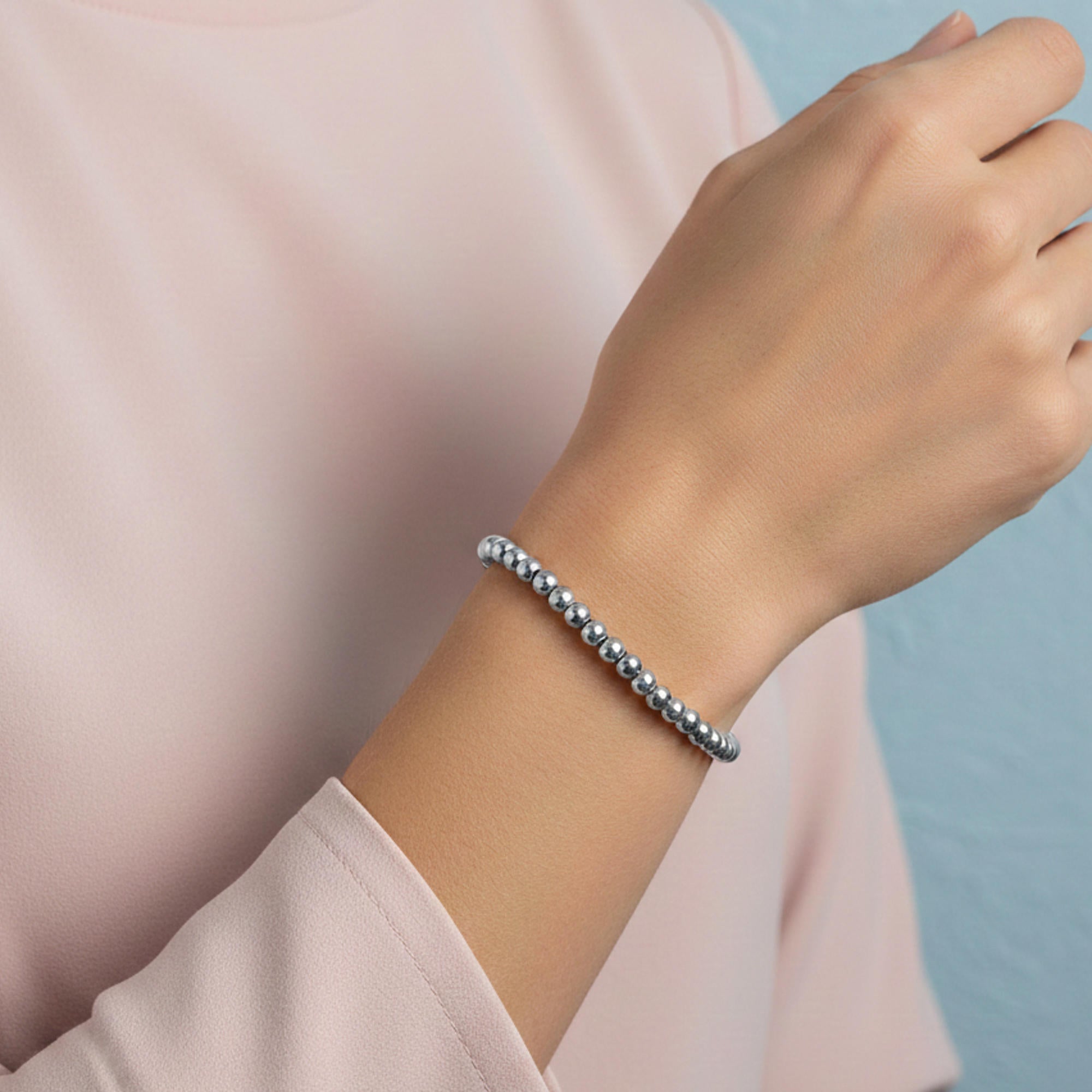Pulsera ajustable de elastico con balin liso 4mm